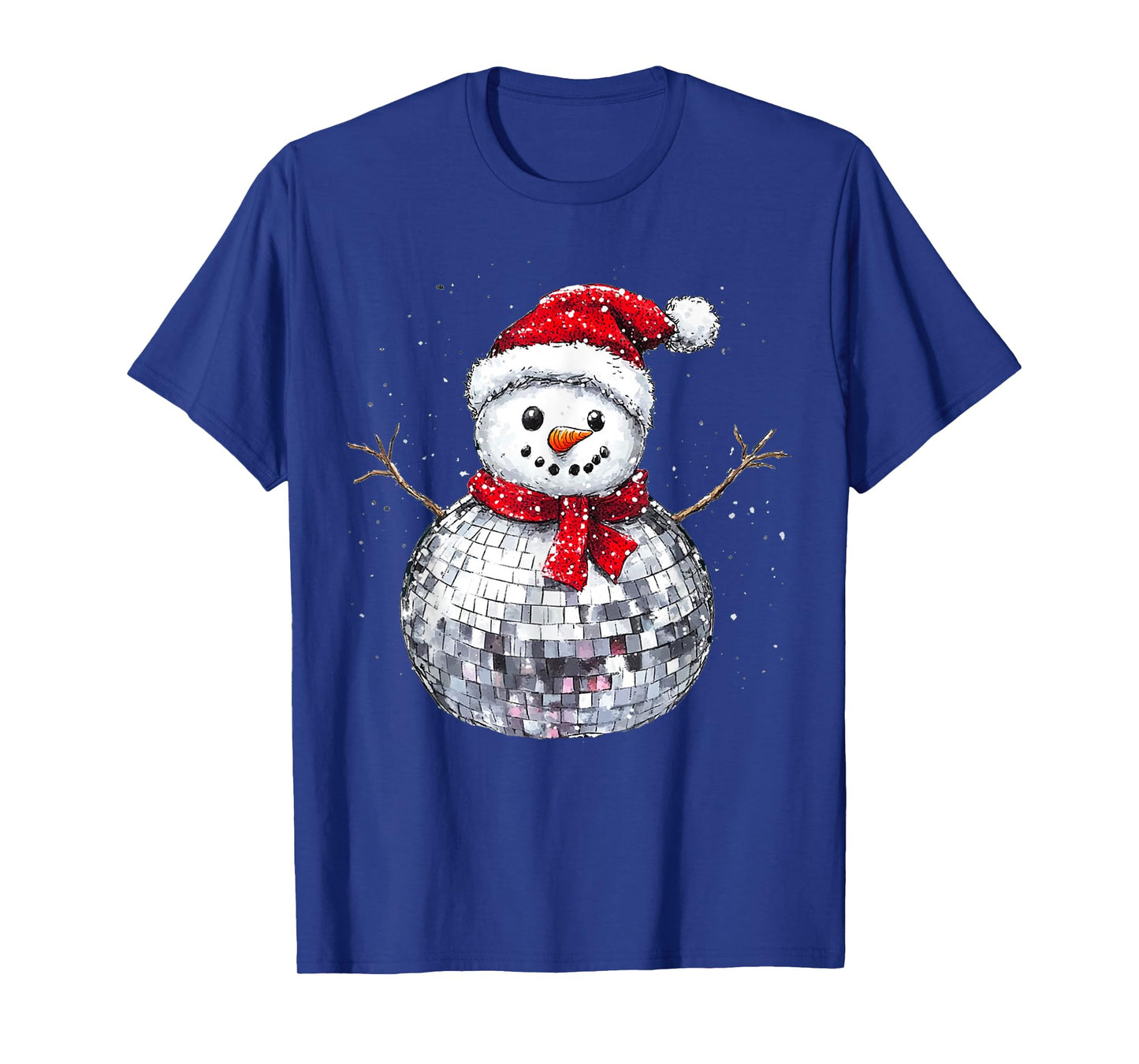 Snowman Christmas Retro Santa Hat Disco Ball Matching Family T-Shirt