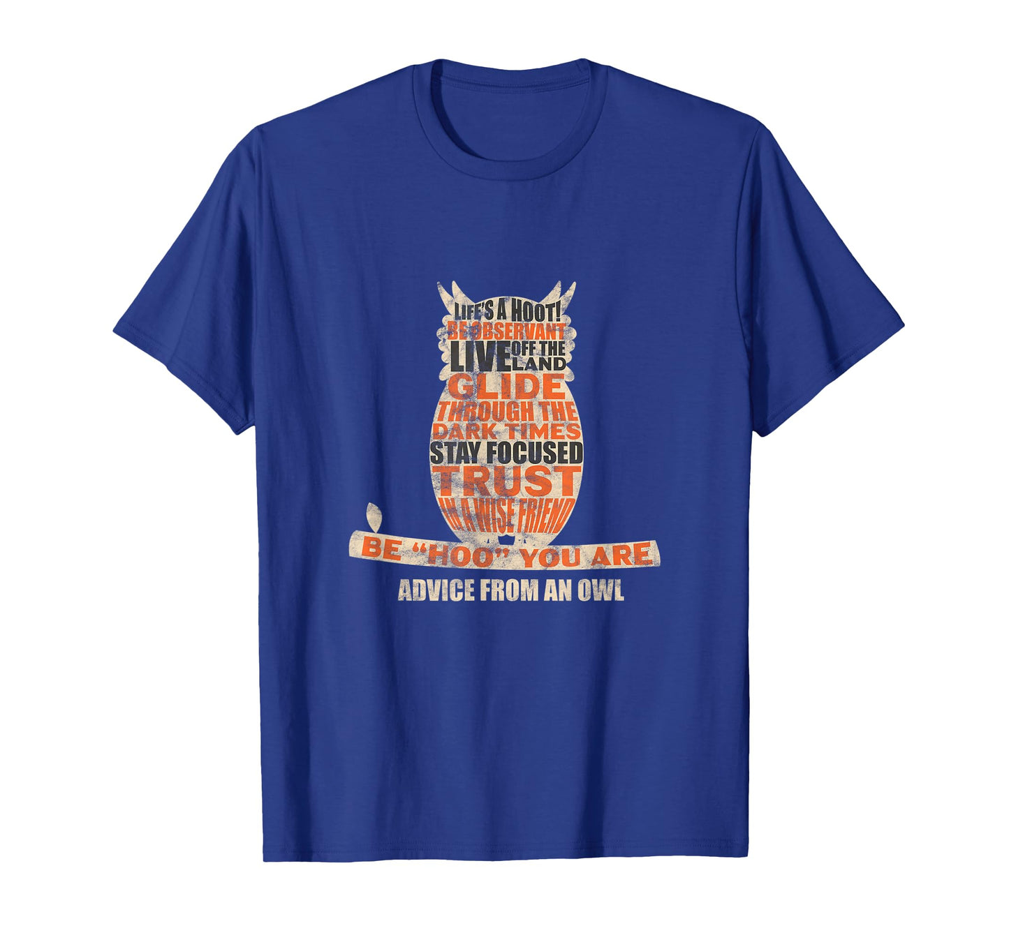 Owl Nocturnal Bird Life's A Hoot! Be Hoo You Are Distressed T-Shirt