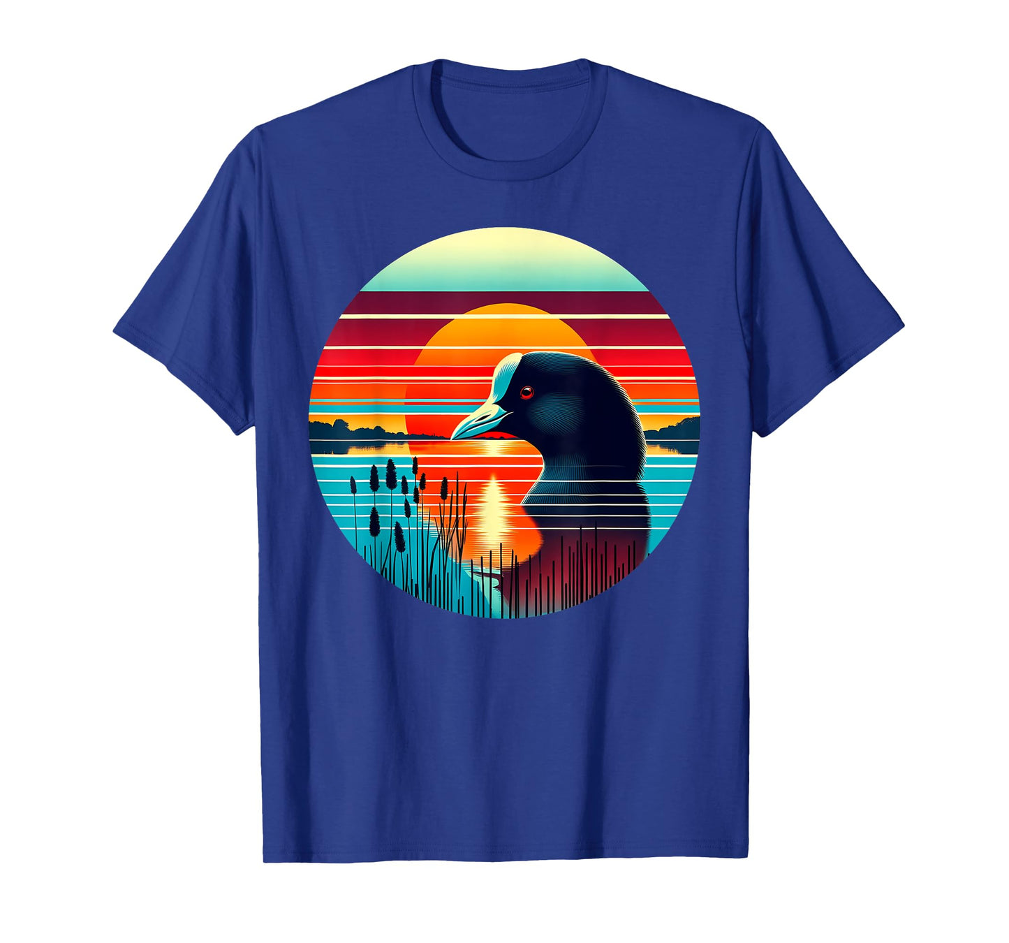 Coot Bird Sunset Retro Style Safari Vintage 70s T-Shirt