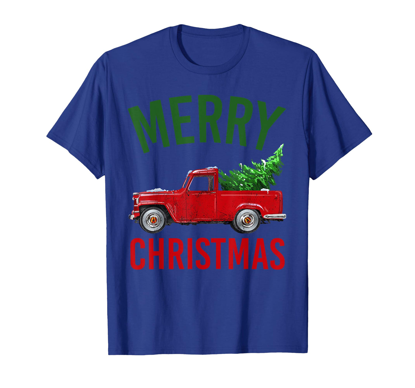 Red Vintage Wagon Tree Vacation Gift Red Truck Christmas T-Shirt