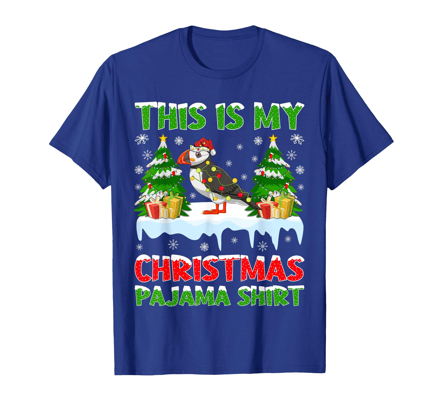 Funny This Is My Christmas Pajama Shirt Puffin Christmas T-Shirt