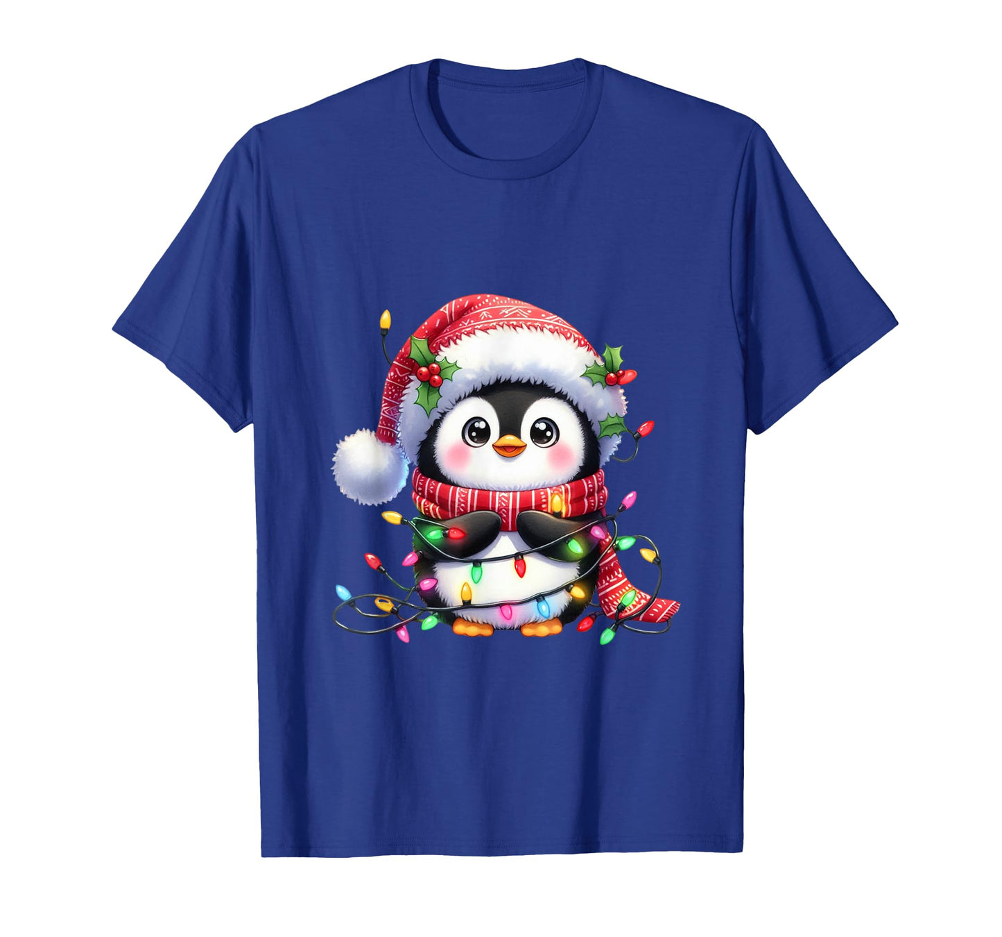 Penguin Christmas Lights Santa Hat Xmas Penguin Lover T-Shirt