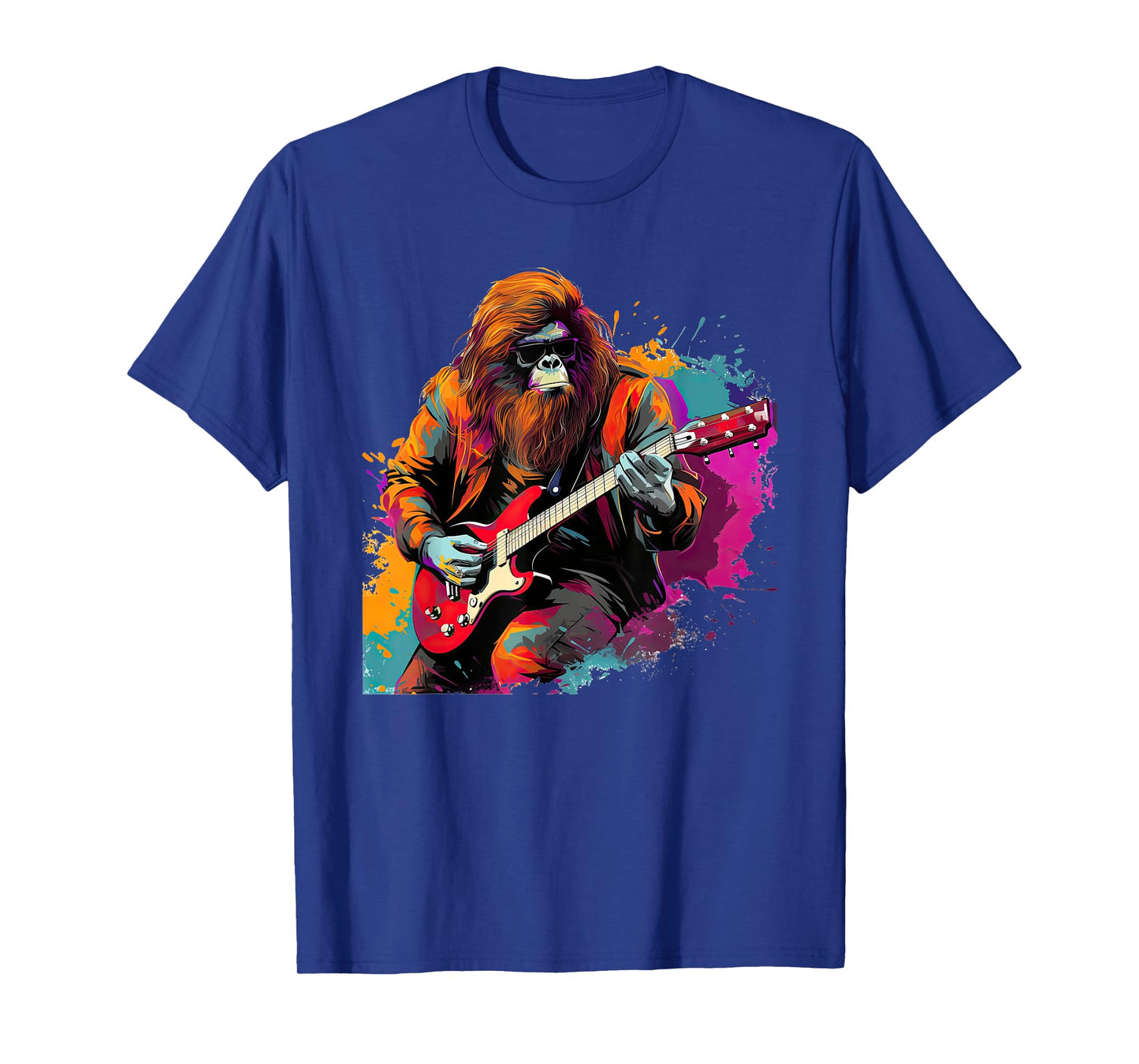 Bigfoot Guitarist Sasquatch Musician Colorful Rock Star T-Shirt