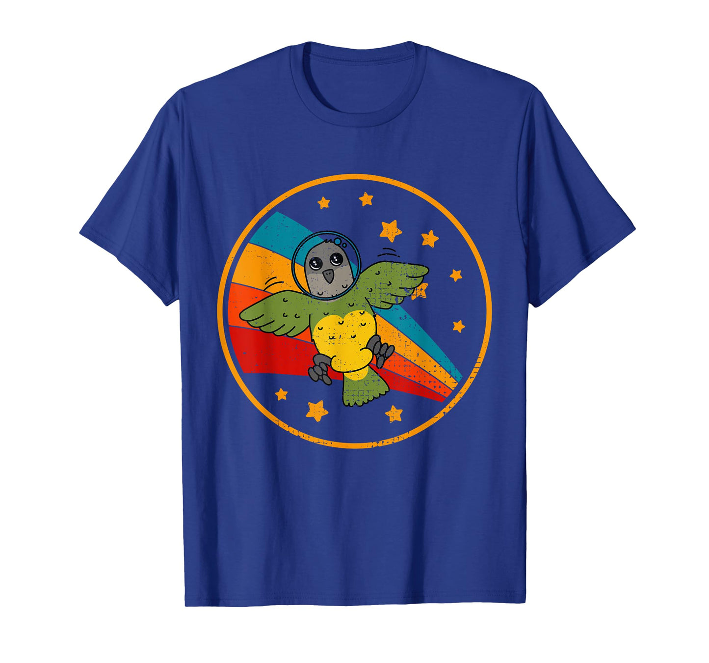 Cute Vintage Senegal Parrot Retro White Parrot In Space T-Shirt
