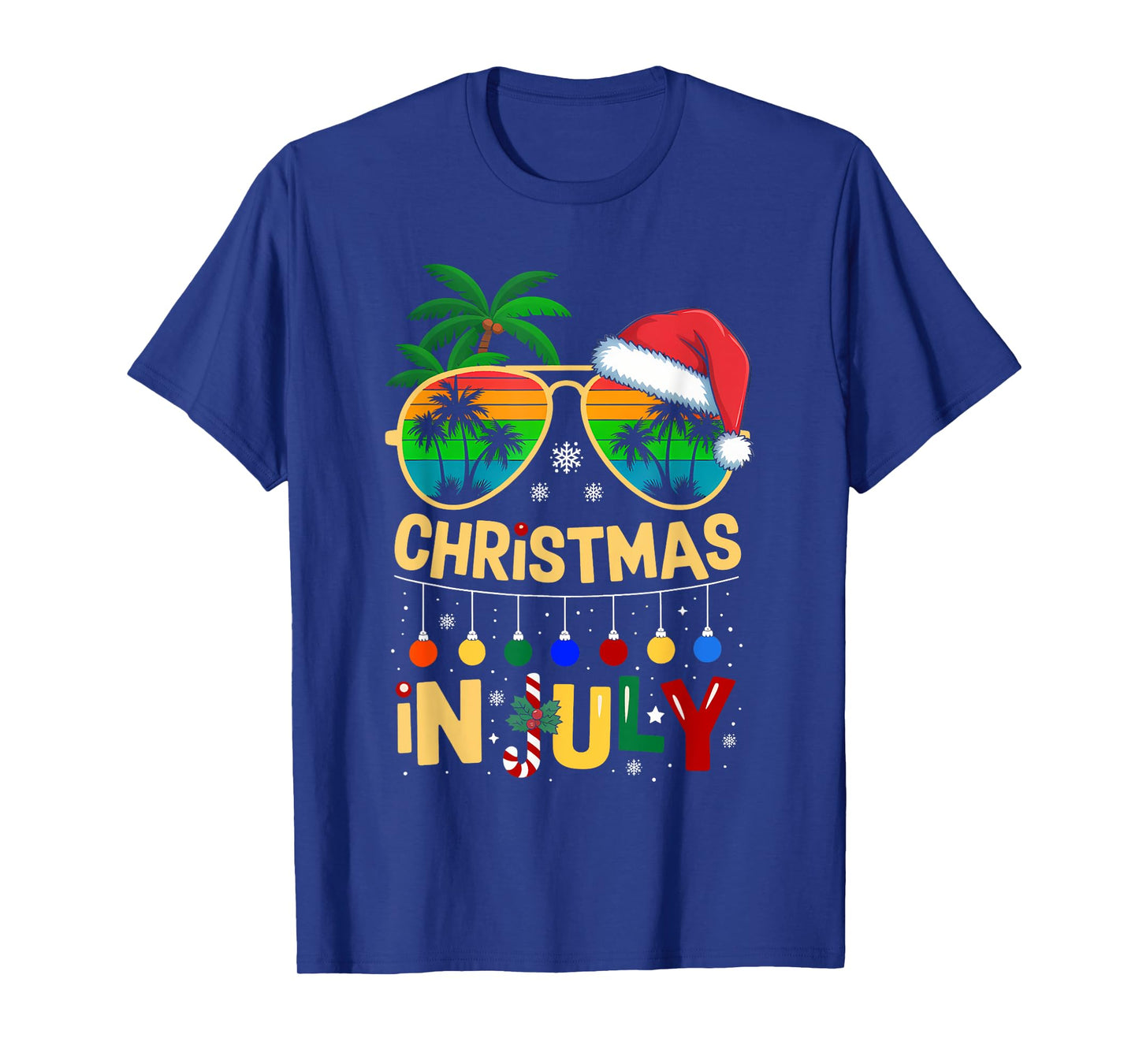 Christmas In July Sunglasses Beach Summer Santa T-Shirt