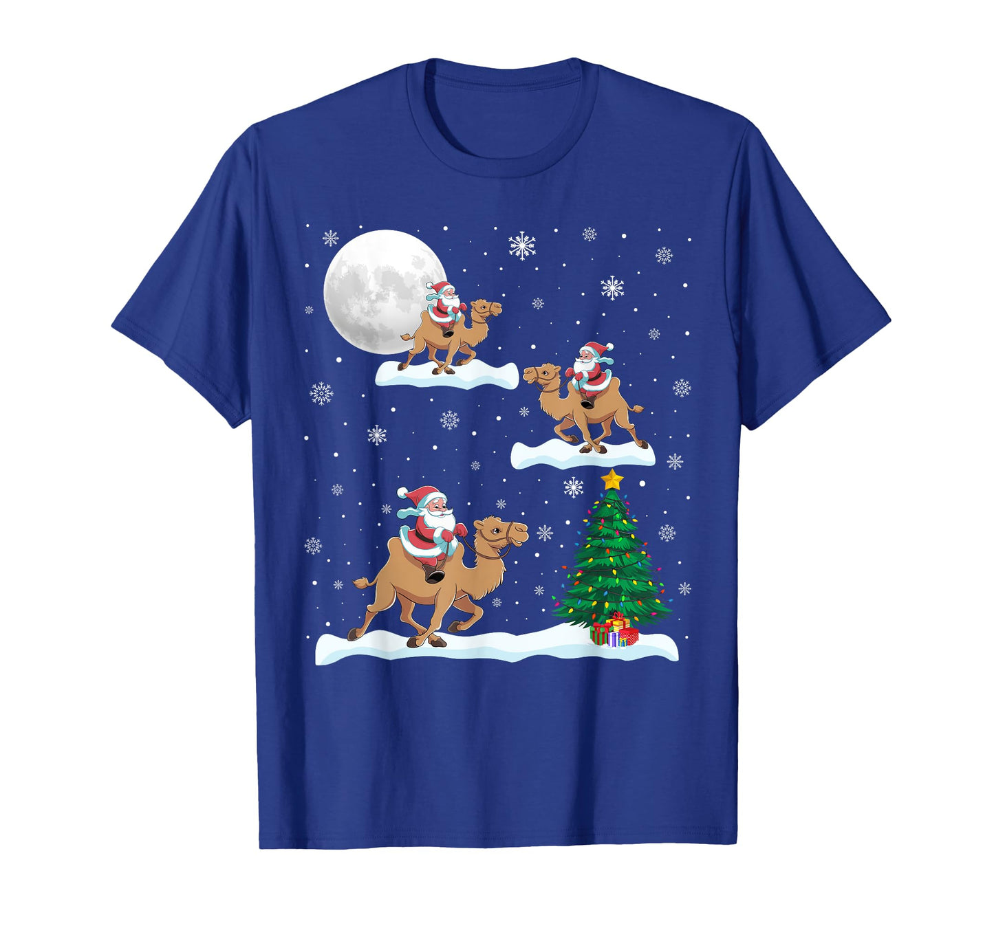 Funny Xmas Lighting Tree Santa Riding Camel Christmas T-Shirt