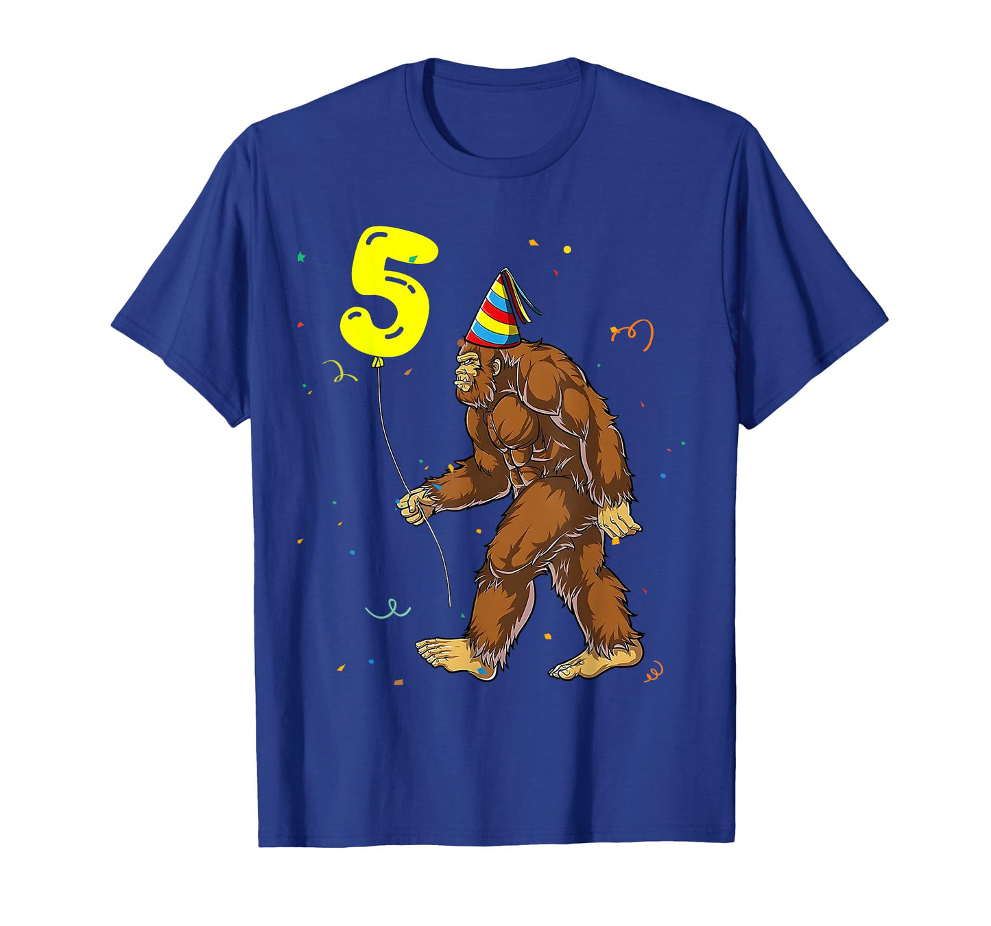 Funny Bigfoot 5th Birthday Party Sasquatch Boy Girl Kids T-Shirt