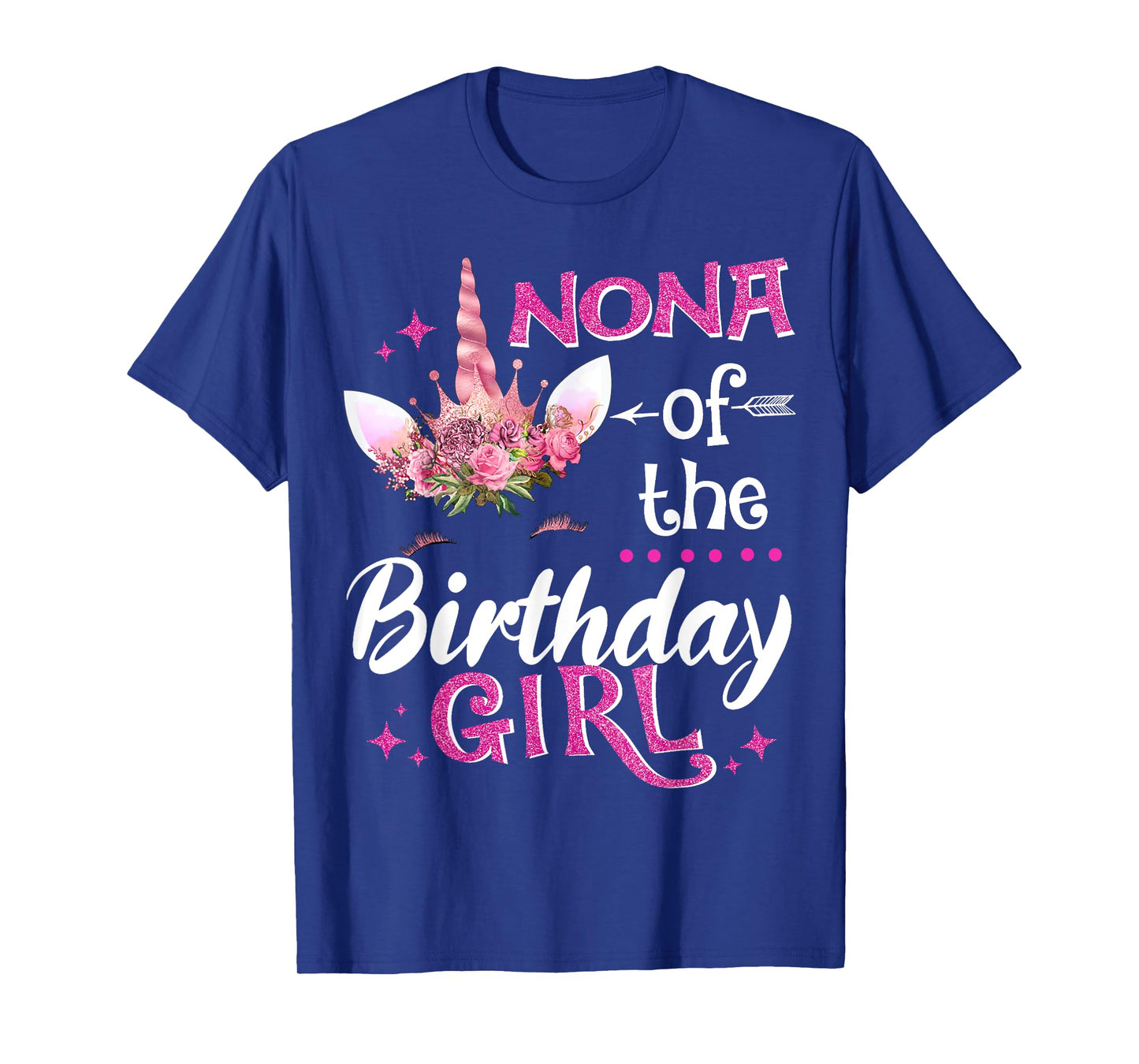 Nona Of The Birthday Girl Unicorn Flower Grandma T-Shirt
