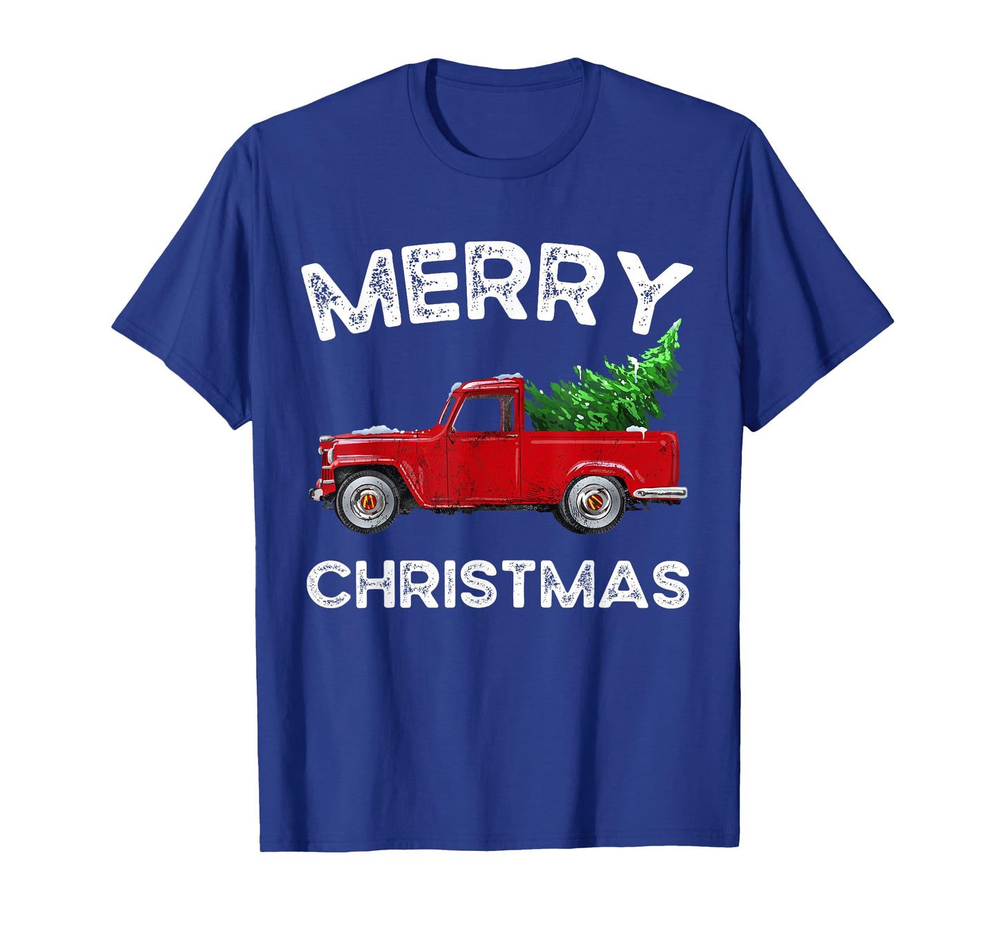 Red Vintage Wagon Tree Vacation Gift Red Truck Christmas T-Shirt