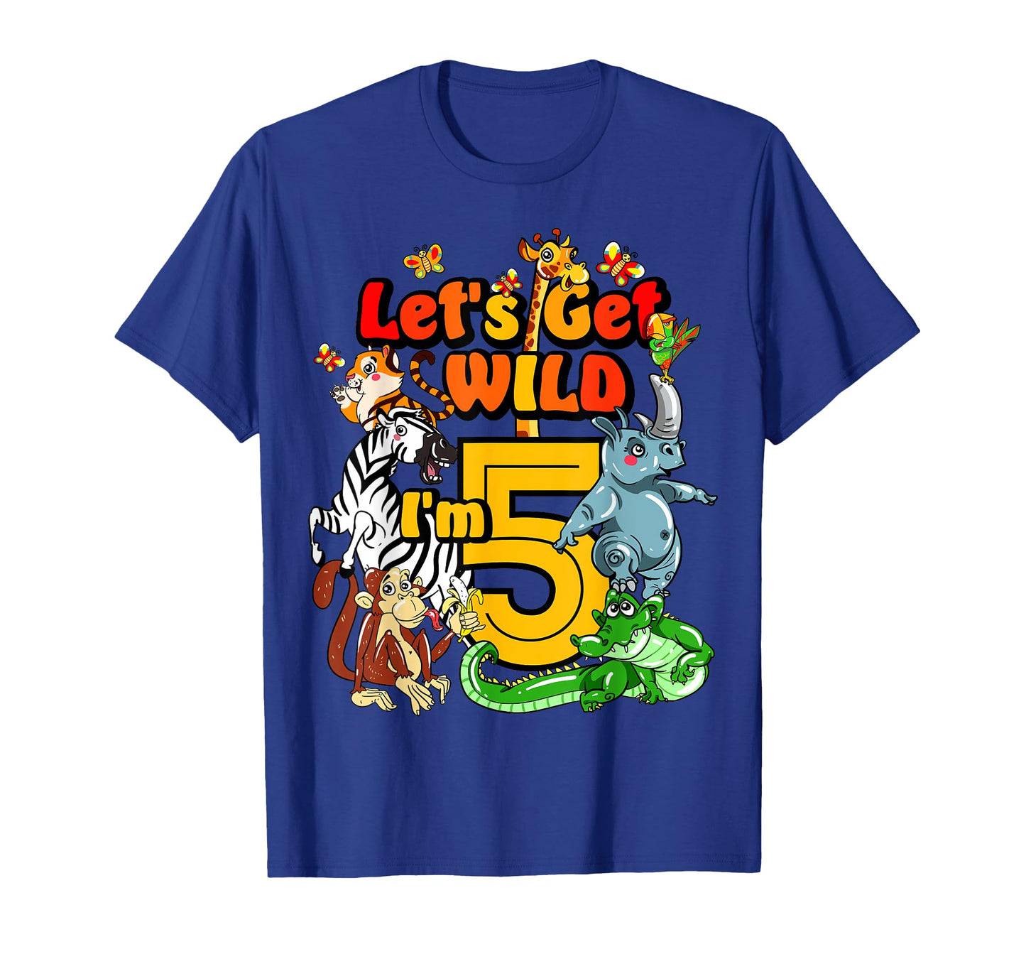 Kids 5 Year Old Zoo Birthday Shirt Safari Jungle Animal 5th T-Shirt