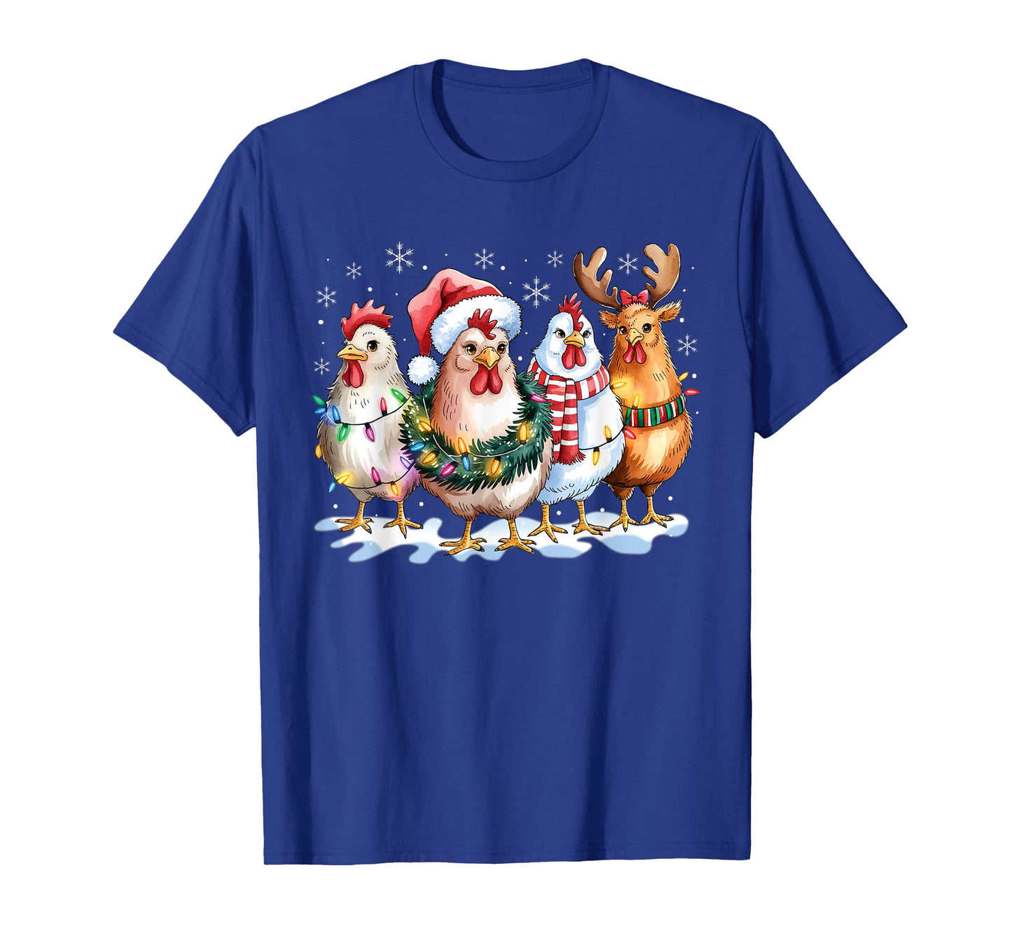 Funny Chicken Santa Hat Reindeer Christmas Lights Ornaments T-Shirt