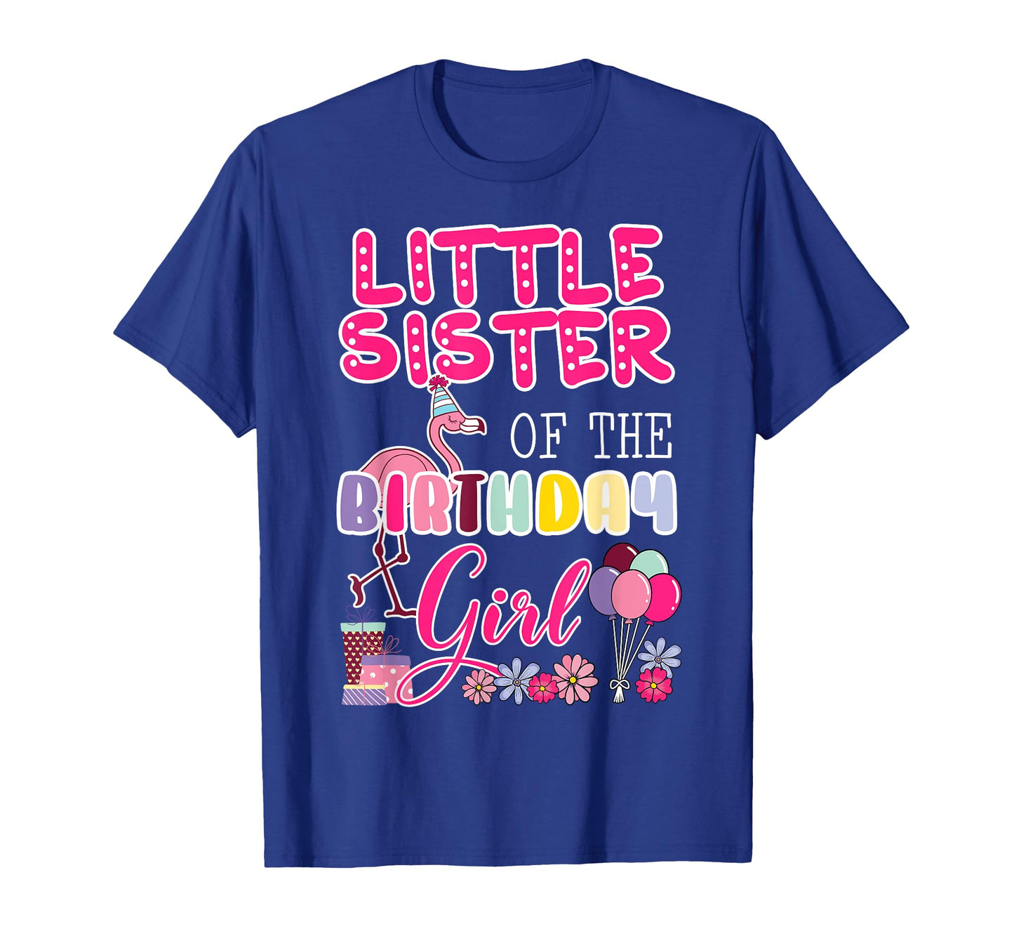 Little Sister Of The Birthday Girl Flamingo Theme Party T-Shirt