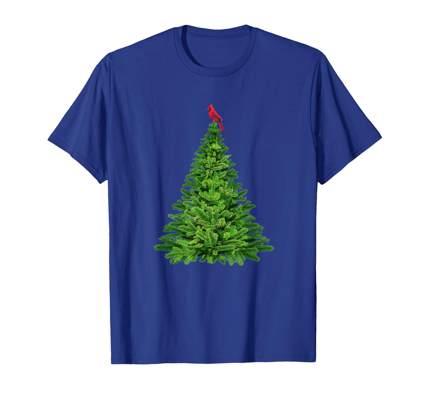 Cardinal Red Bird in Pine Tree Christmas T-Shirt