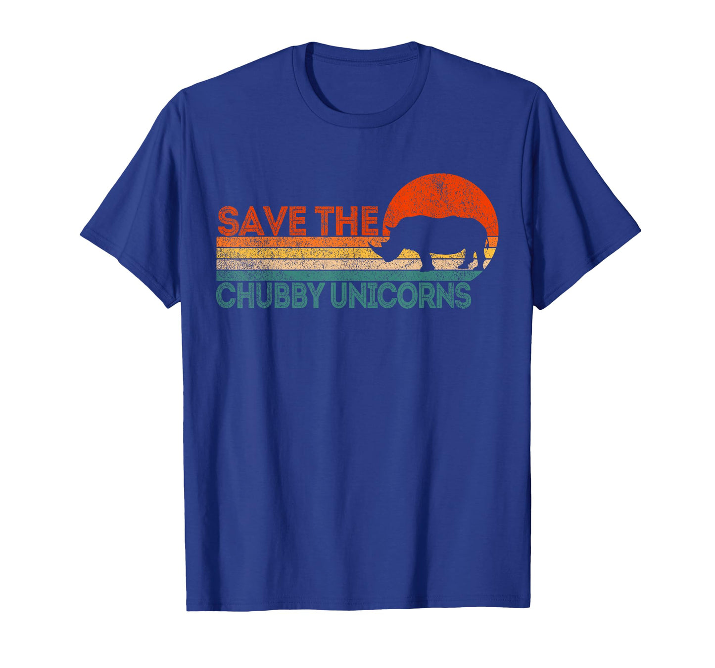 Save The Chubby Unicorns Funny Rhino Chubby Unicorn Retro T-Shirt