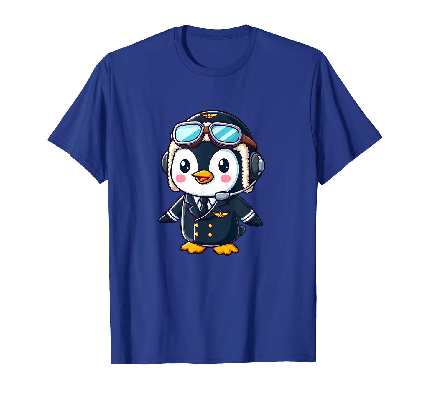 Penguin Cartoon Pilot Flying Airplane T-Shirt