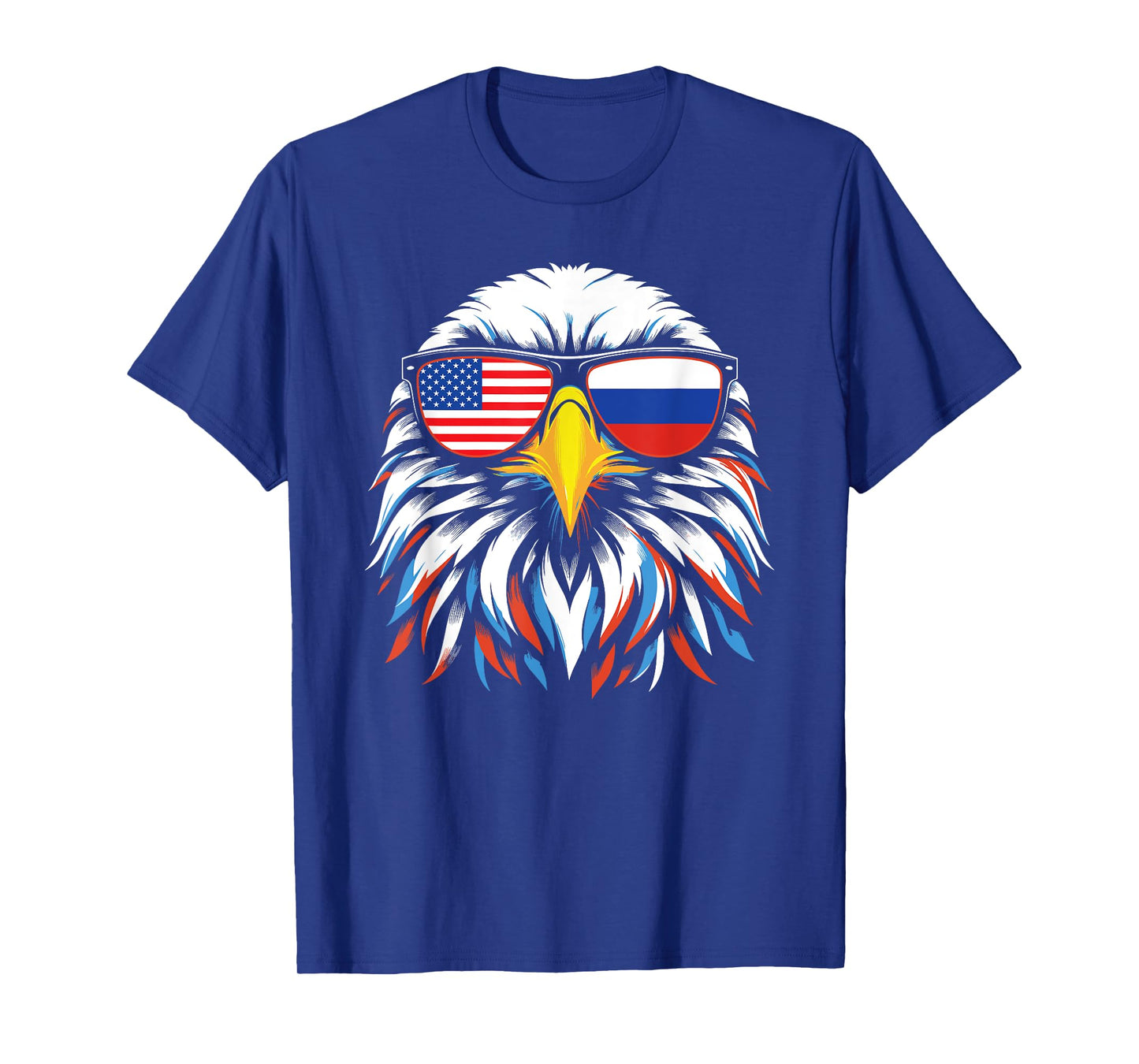Russia USA Flag Half Russian American Patriotic Eagle T-Shirt for Women Kids Men