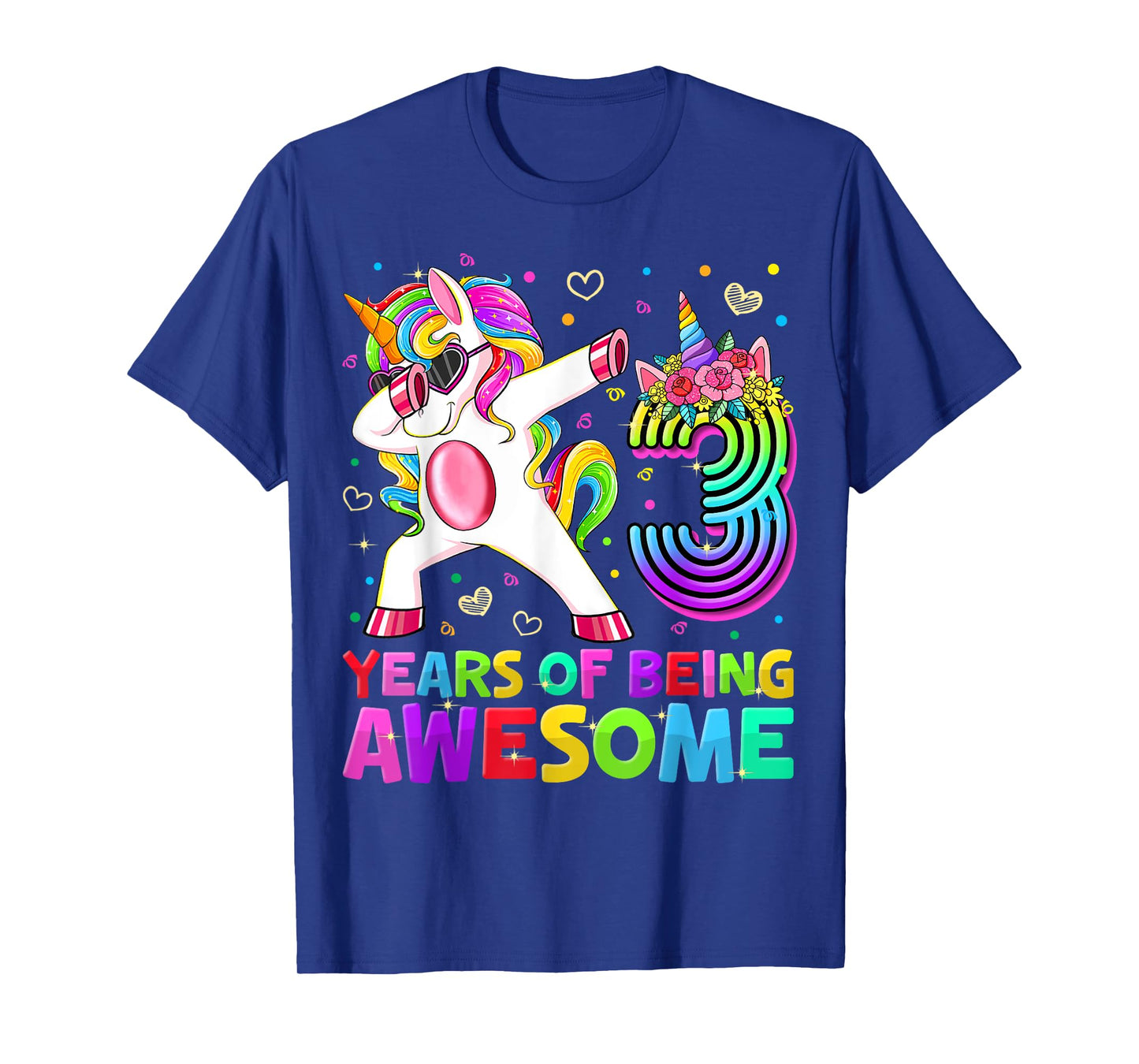 Cute 3rd Birthday Girl Dabbing Unicorn 3 Year Old Party Gift T-Shirt