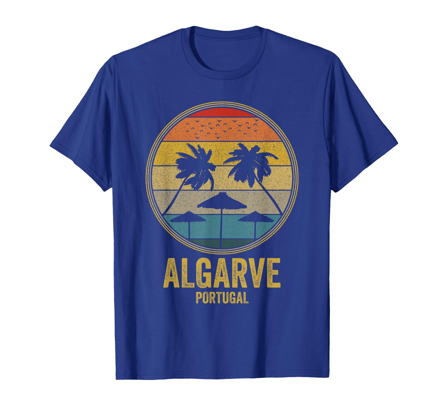 Algarve Portugal Retro Vintage Sunset 80s Beach Distressed Men Women T-Shirt