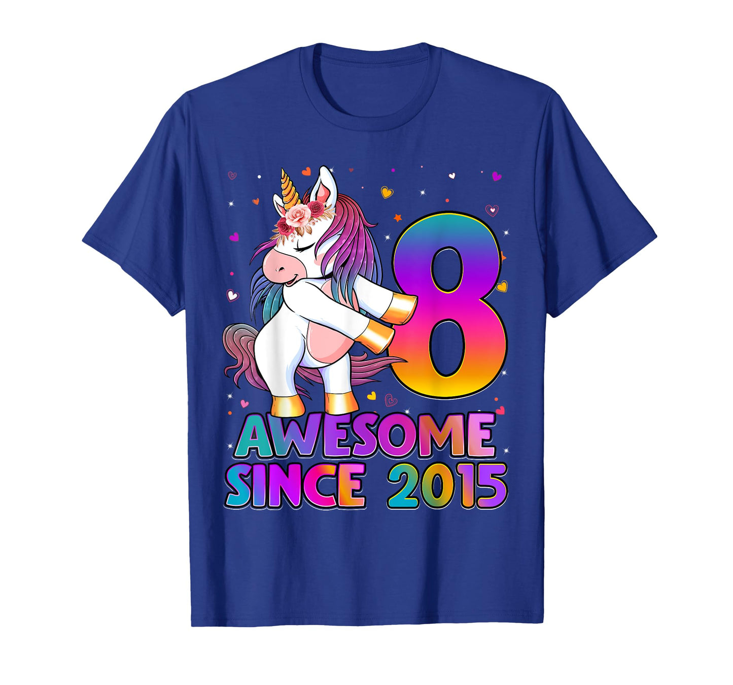 8 Years Old Unicorn Flossing 8th Birthday Girl Unicorn Party T-Shirt