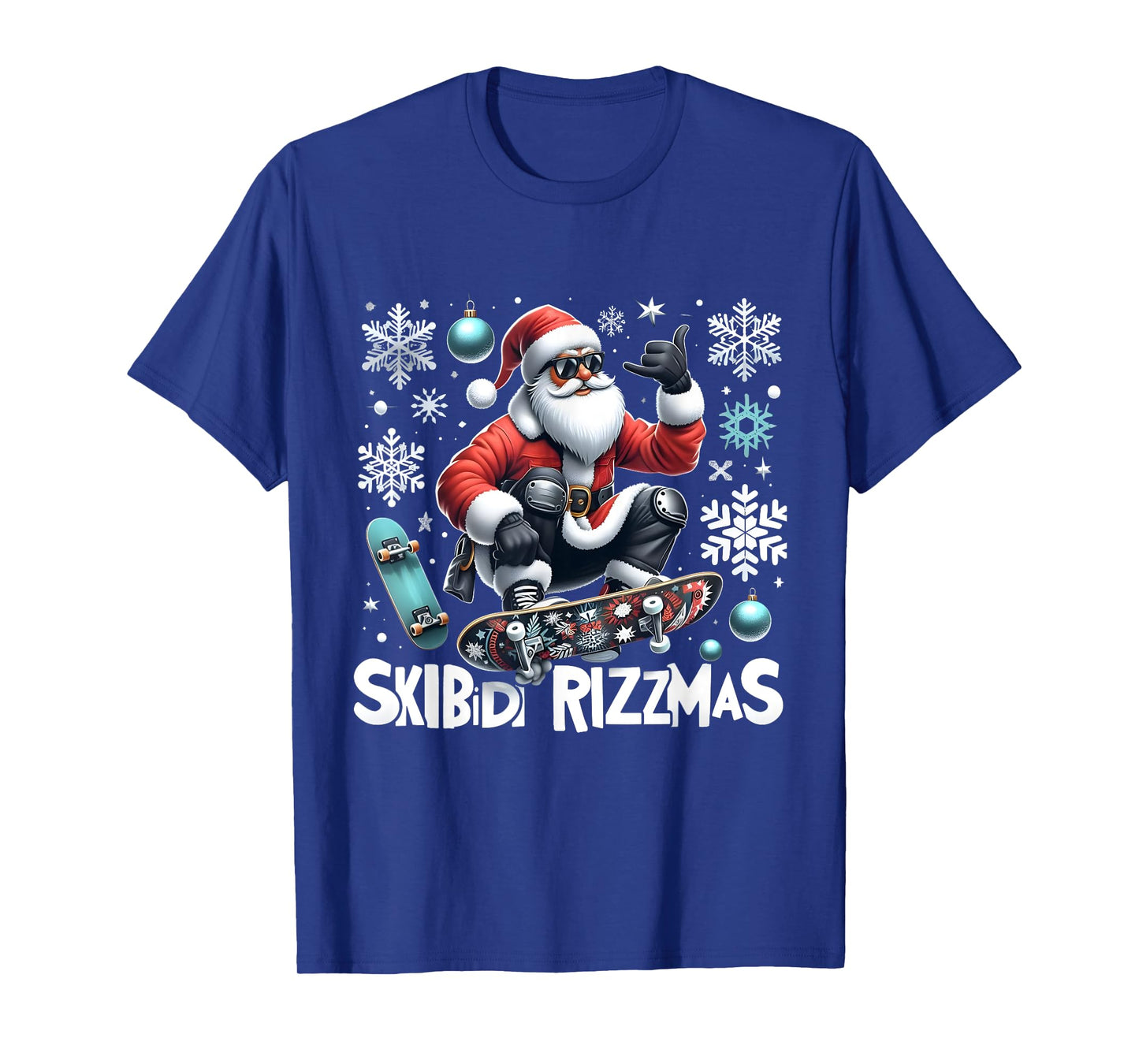 Skibidi Rizzmas Xmas Holiday Skibidi Rizzmas Skater Santa T-Shirt