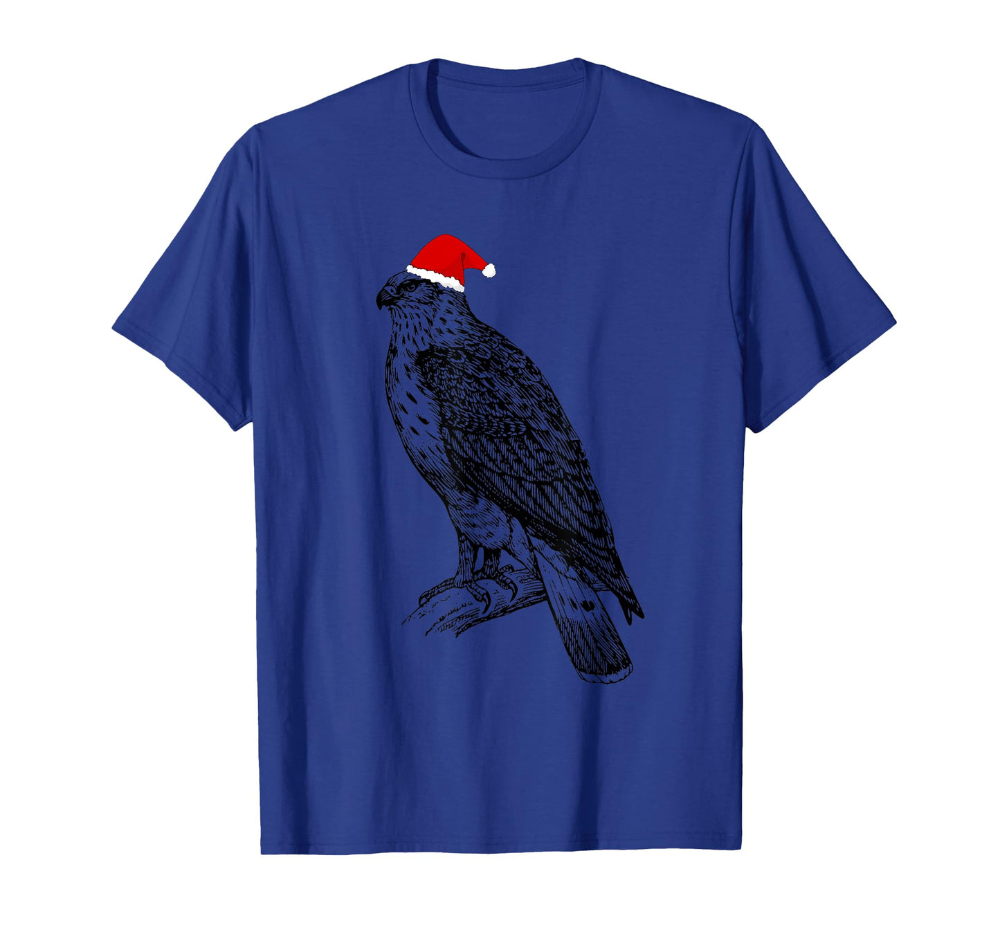 Christmas Hawk in Santa Hat Ornithology Hawk Bird T-Shirt