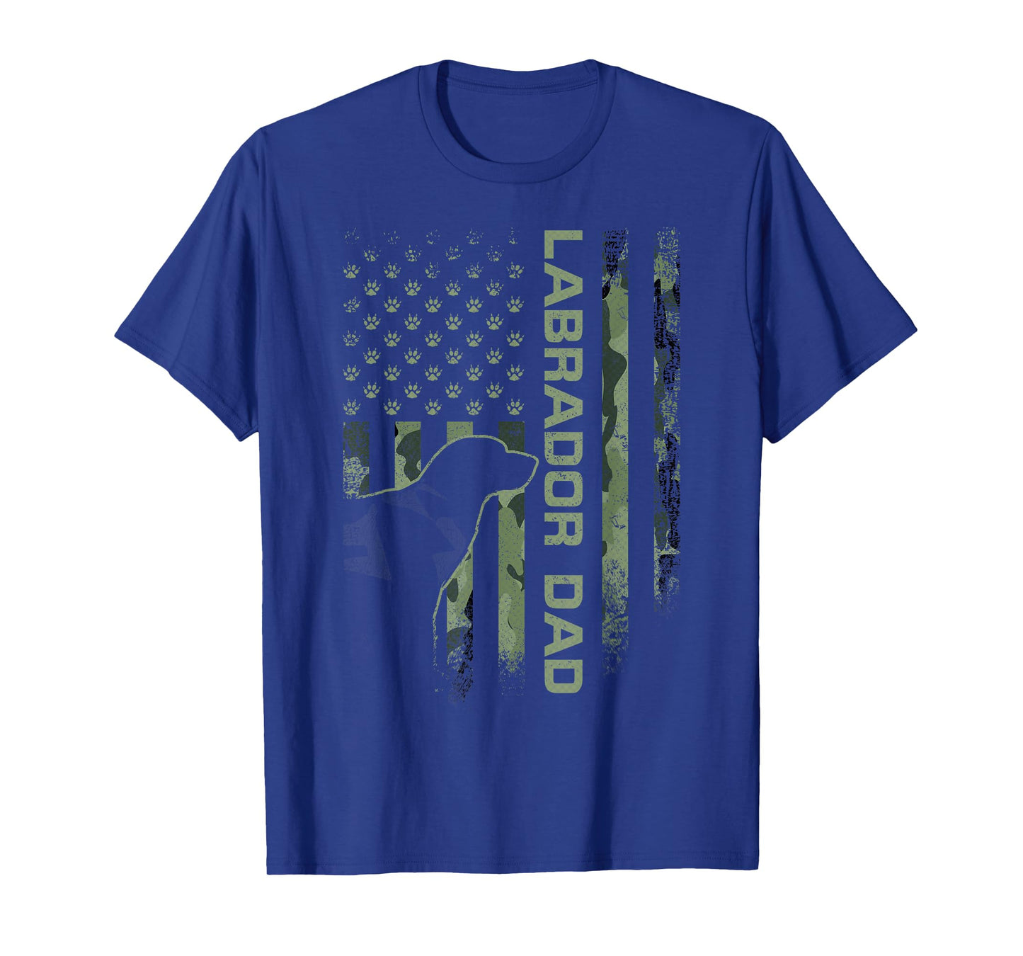 USA Camo Flag Proud Labrador Retriever Dad Lab Silhouette T-Shirt
