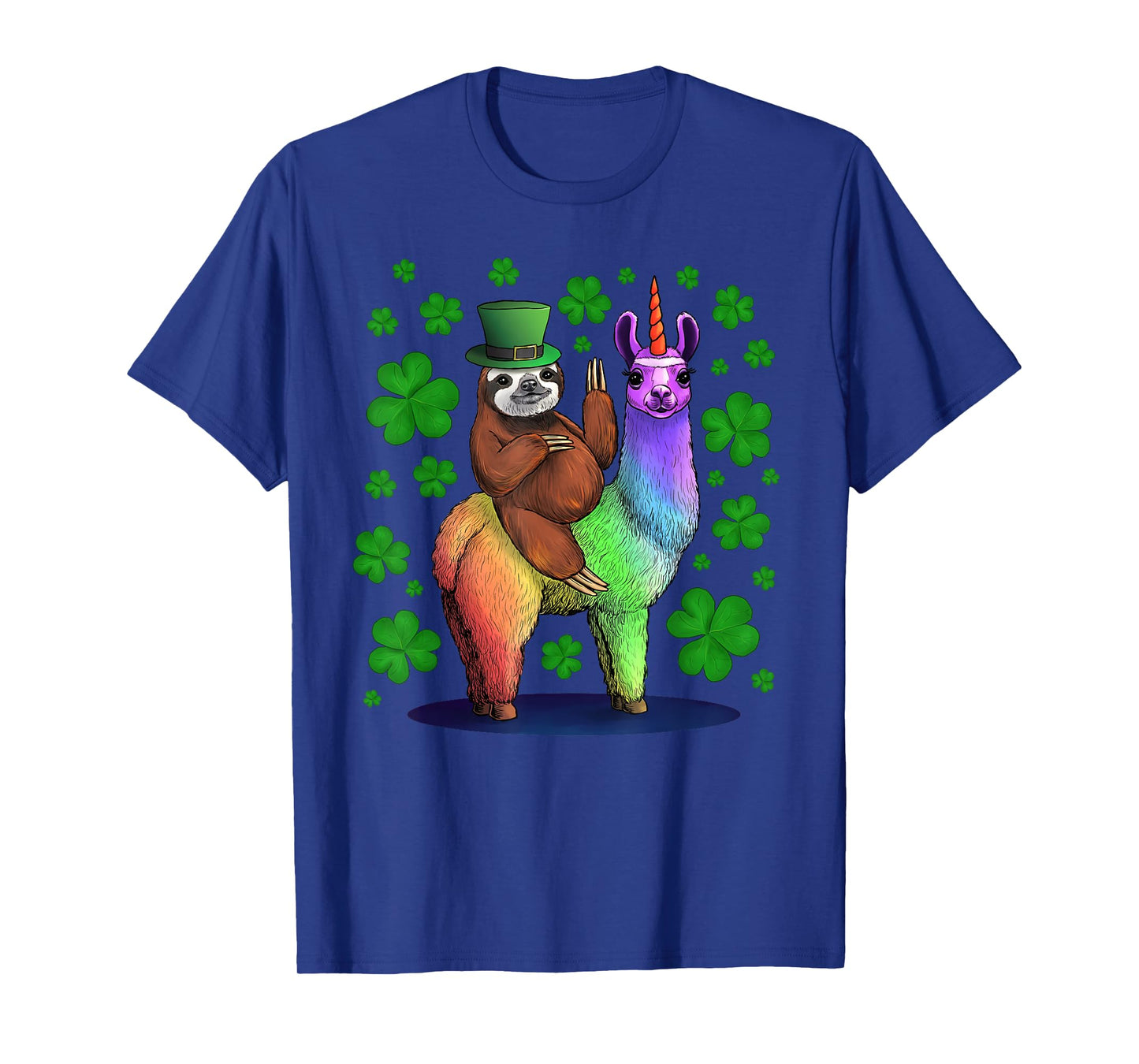 Leprechaun Sloth Riding Llama Unicorn St Patricks Day T-Shirt