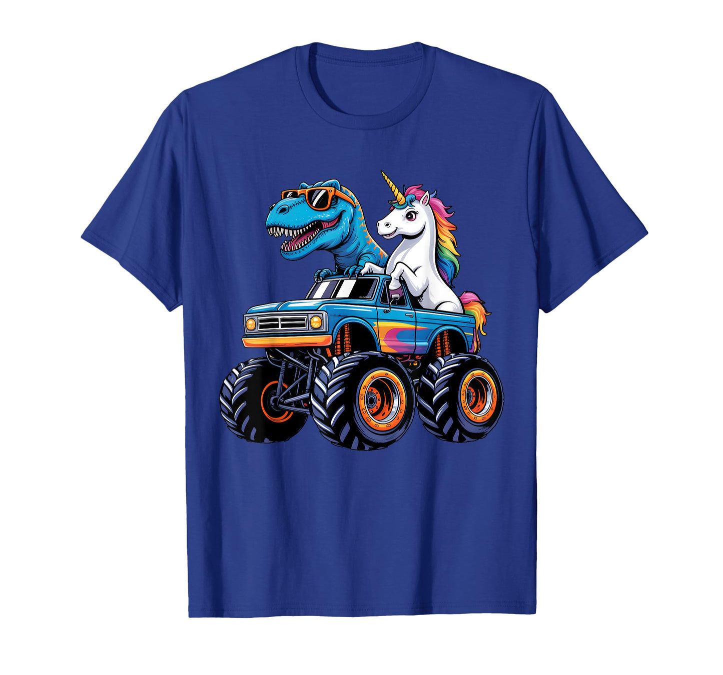 Unicorn Riding T rex Monster Truck Boys Girls Funny Unicorn T-Shirt