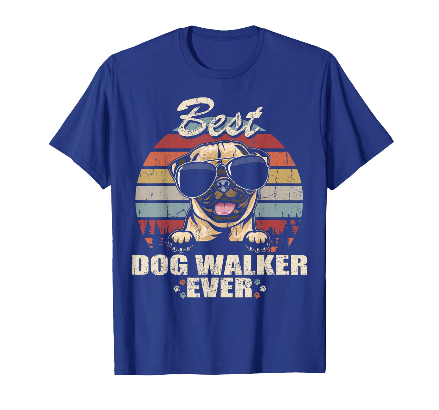Pug Best Dog Walker Ever Funny Quote Vintage T-Shirt for Men Women Kids