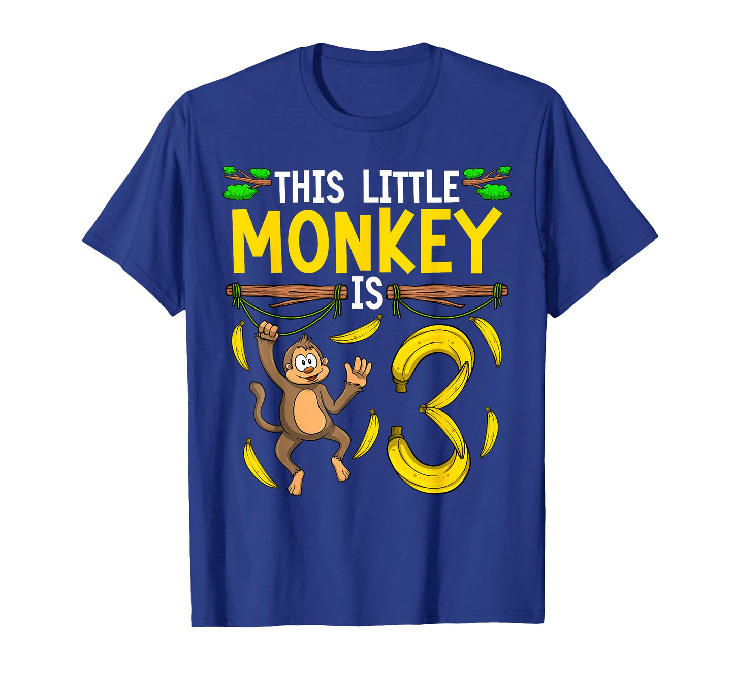 Monkey Birthday Shirt 3rd Monkey Theme Party Kids T-Shirt