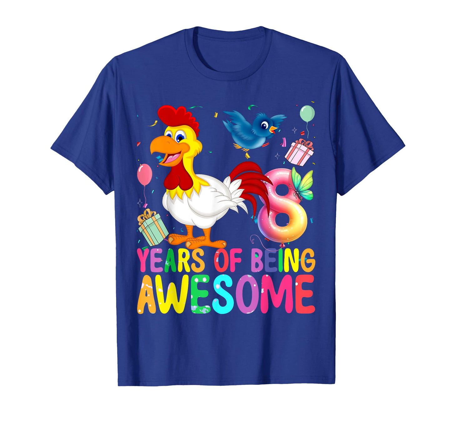 8 Years Old Chicken 8th Birthday Girl Chicken Party T-Shirt
