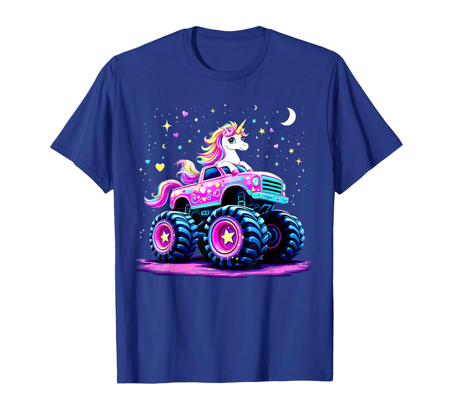 Funny Cute Unicorn Riding A Pink Monster Truck T-Shirt