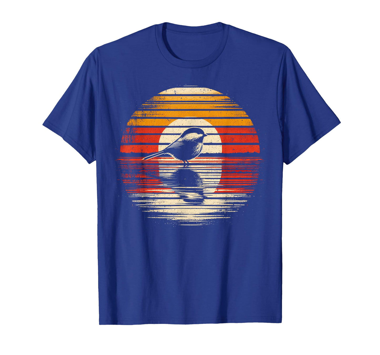 Chickadee Bird Sunset Retro Style Safari Vintage 70s T-Shirt