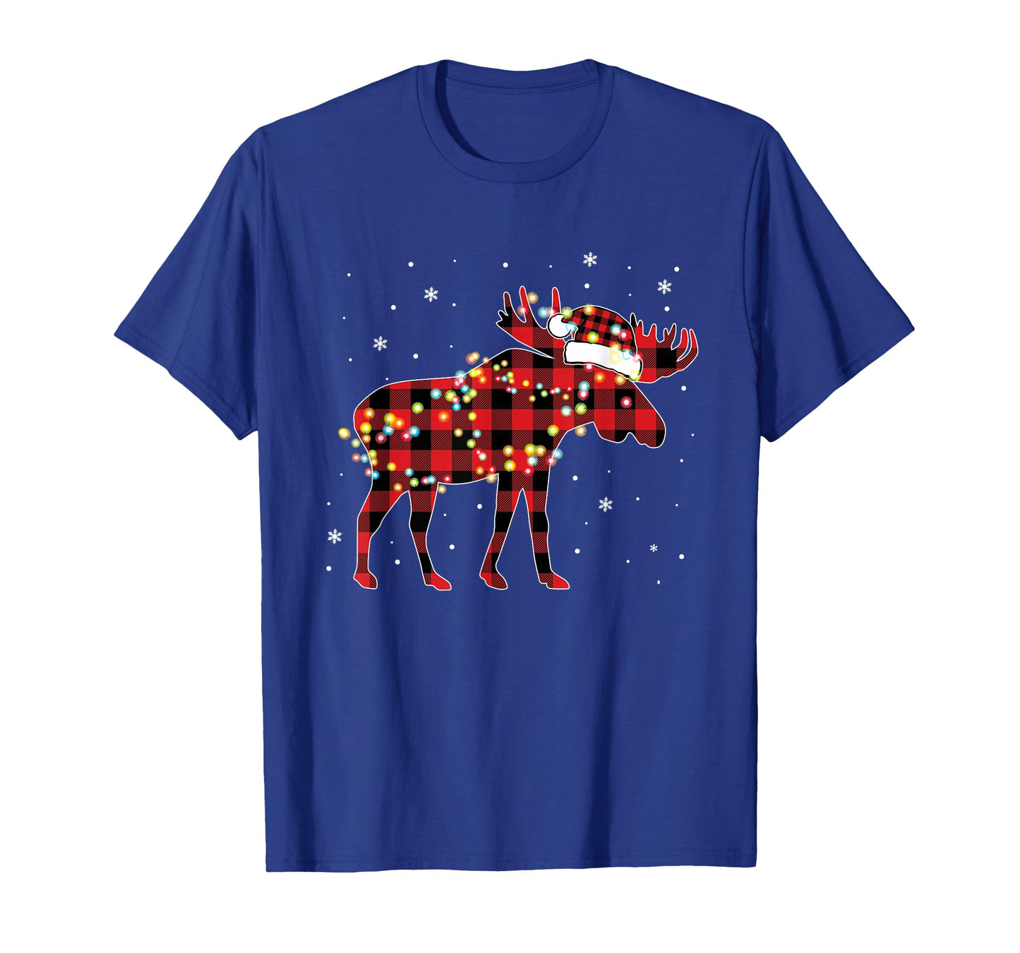 Moose Christmas Red Plaid Buffalo Pajama Matching T-Shirt