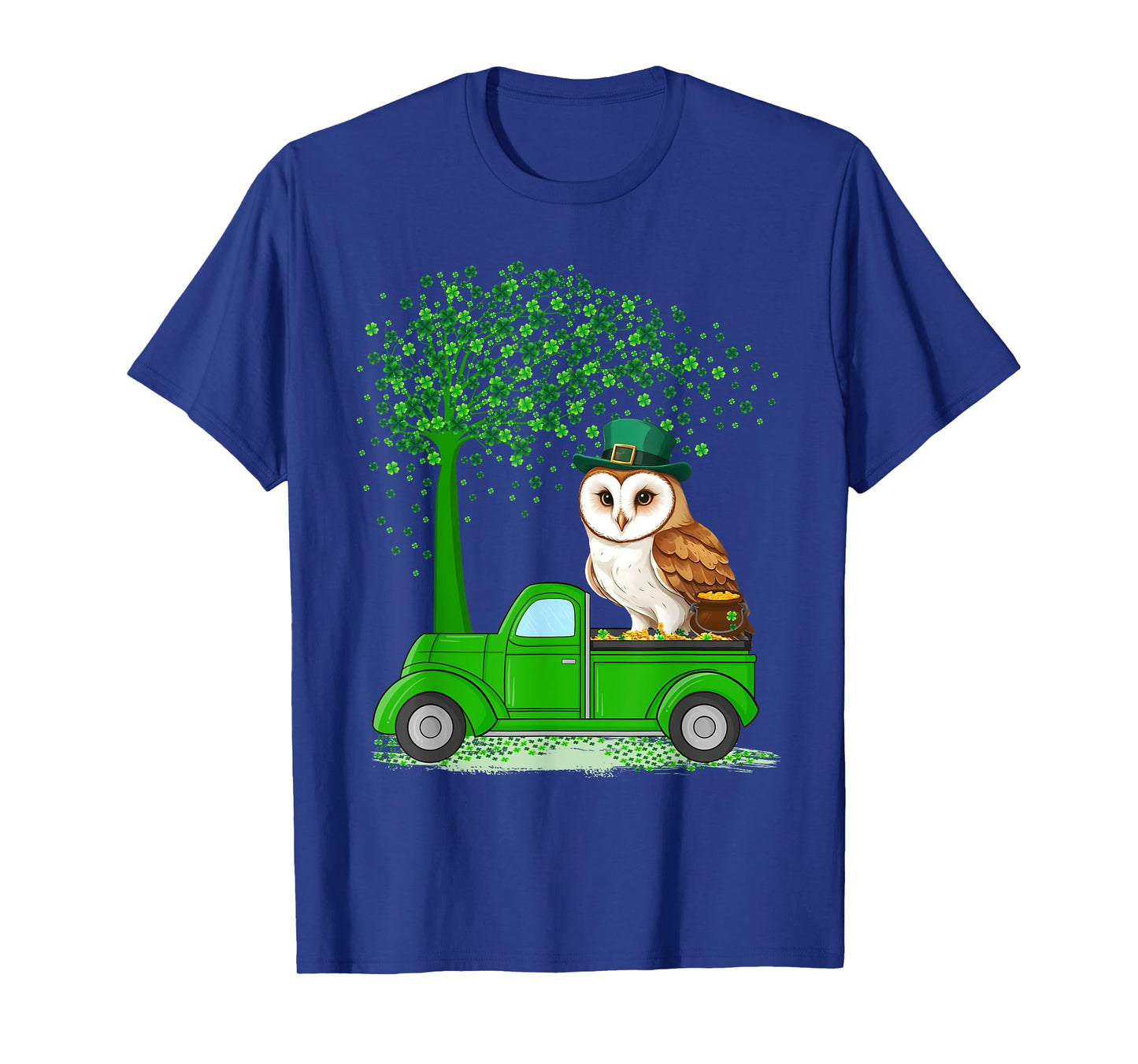 Irish Green Truck On Owl Bird St Patrick's Day Tree T-Shirt