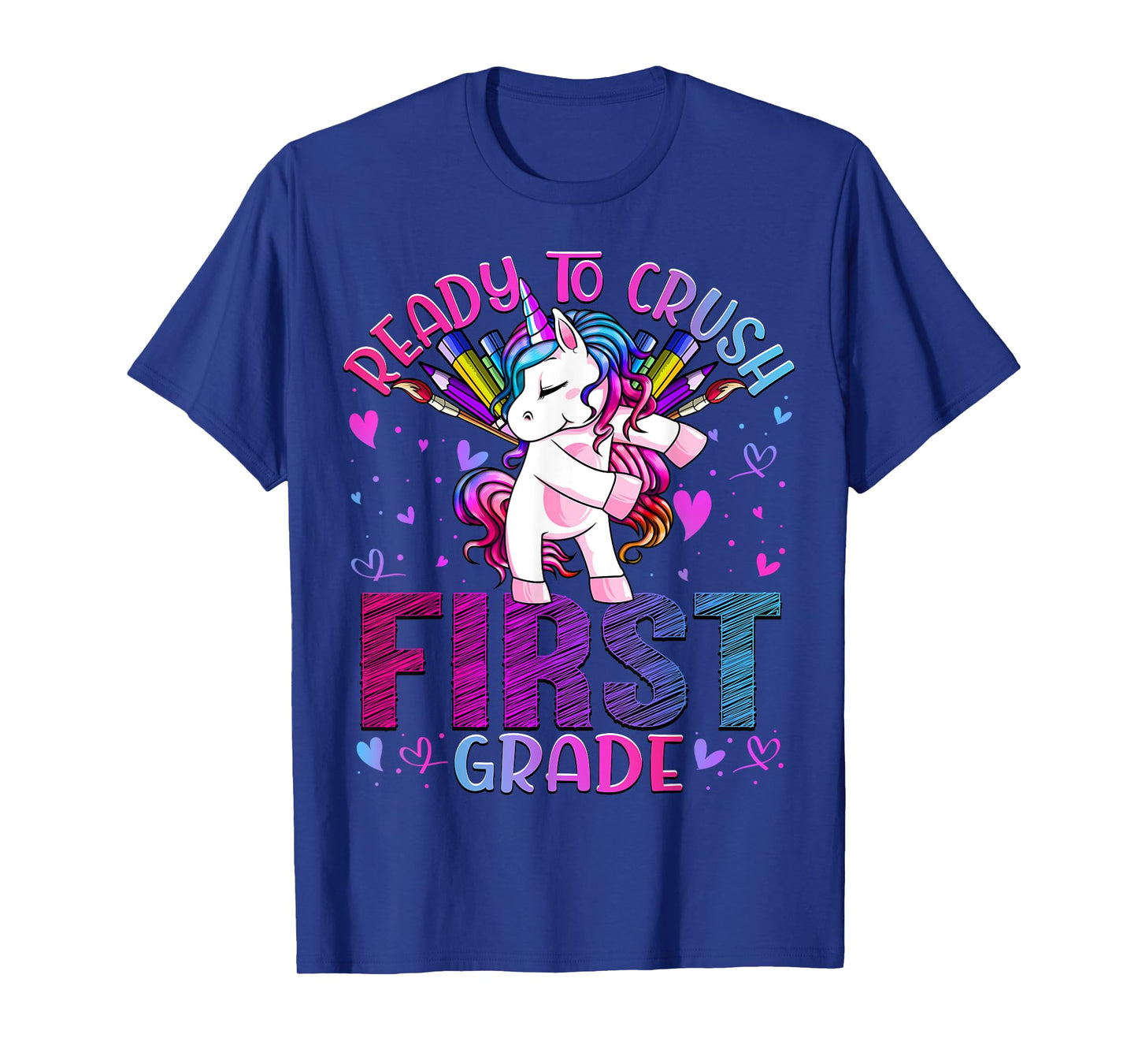 Ready to Crush First 1st Grade Back To School Unicorn Kids T-Shirt