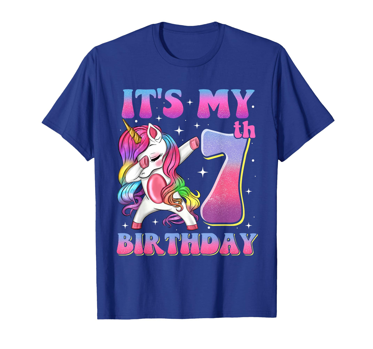 It's My 7th Birthday Dabbing Unicorn 7 Year Old Girls Kids T-Shirt