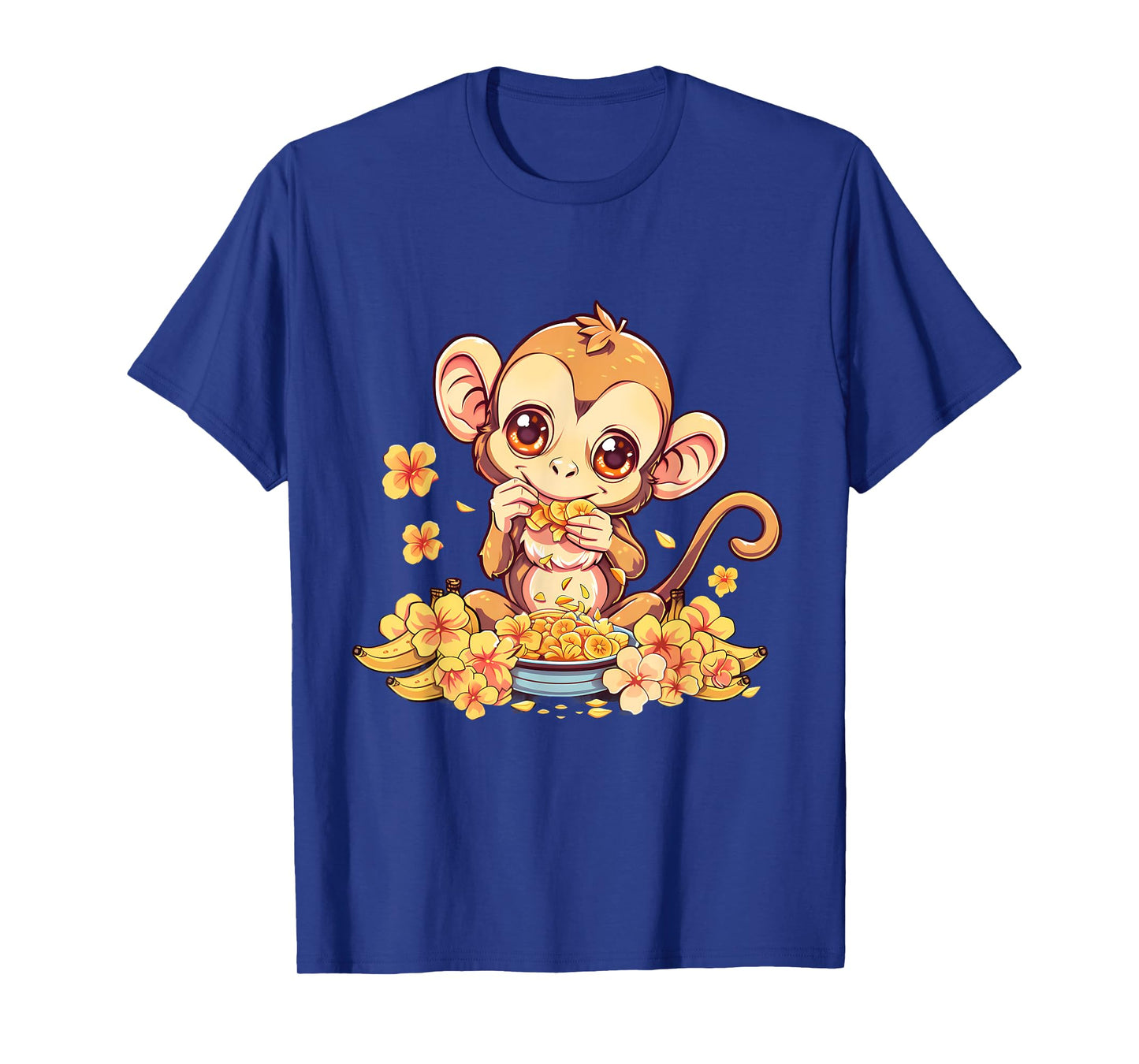 Banana Monkey Floral Bananas Fruit Artwork Cute Monkey T-Shirt