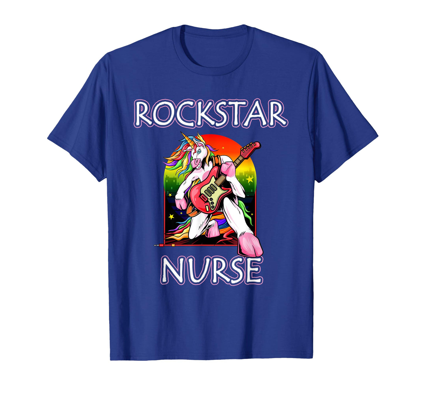 Unicorn Nurse Rockstar Rock Guitar Music Band Nursing T-Shirt