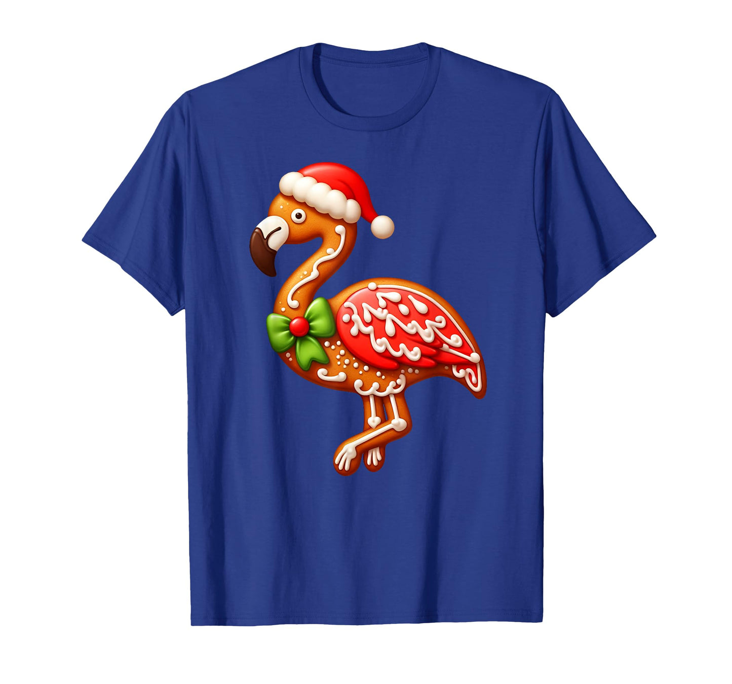 Funny Gingerbread Man Flamingo Christmas Womens Mens Kids T-Shirt
