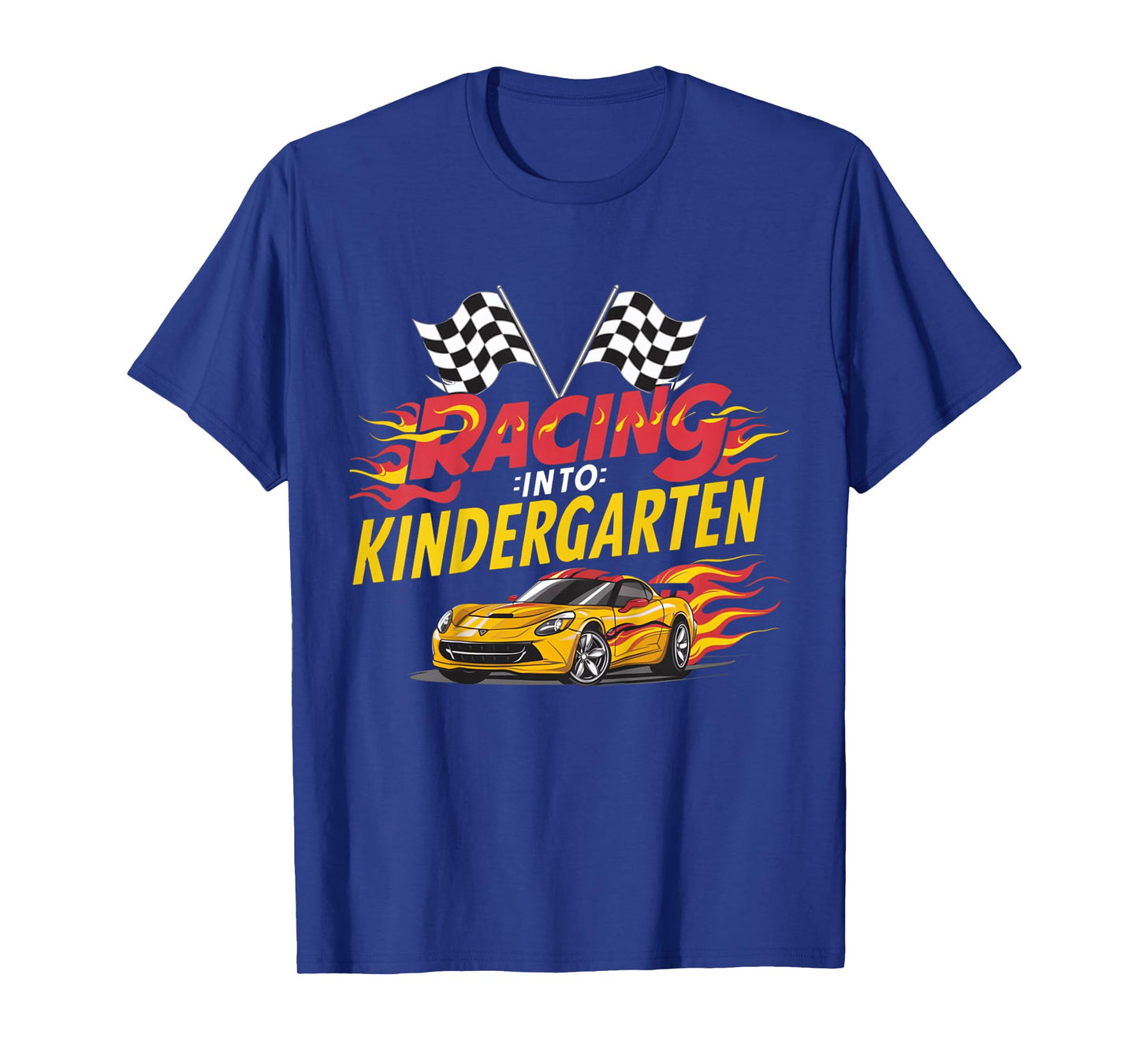 Kids Hello First Day of Kindergarten Racing Car Back to School T-Shirt