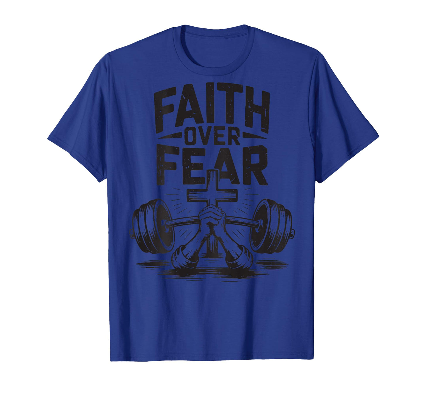 Men's Faith Over Fear Christian Workout Gym Jesus Workout T-Shirt