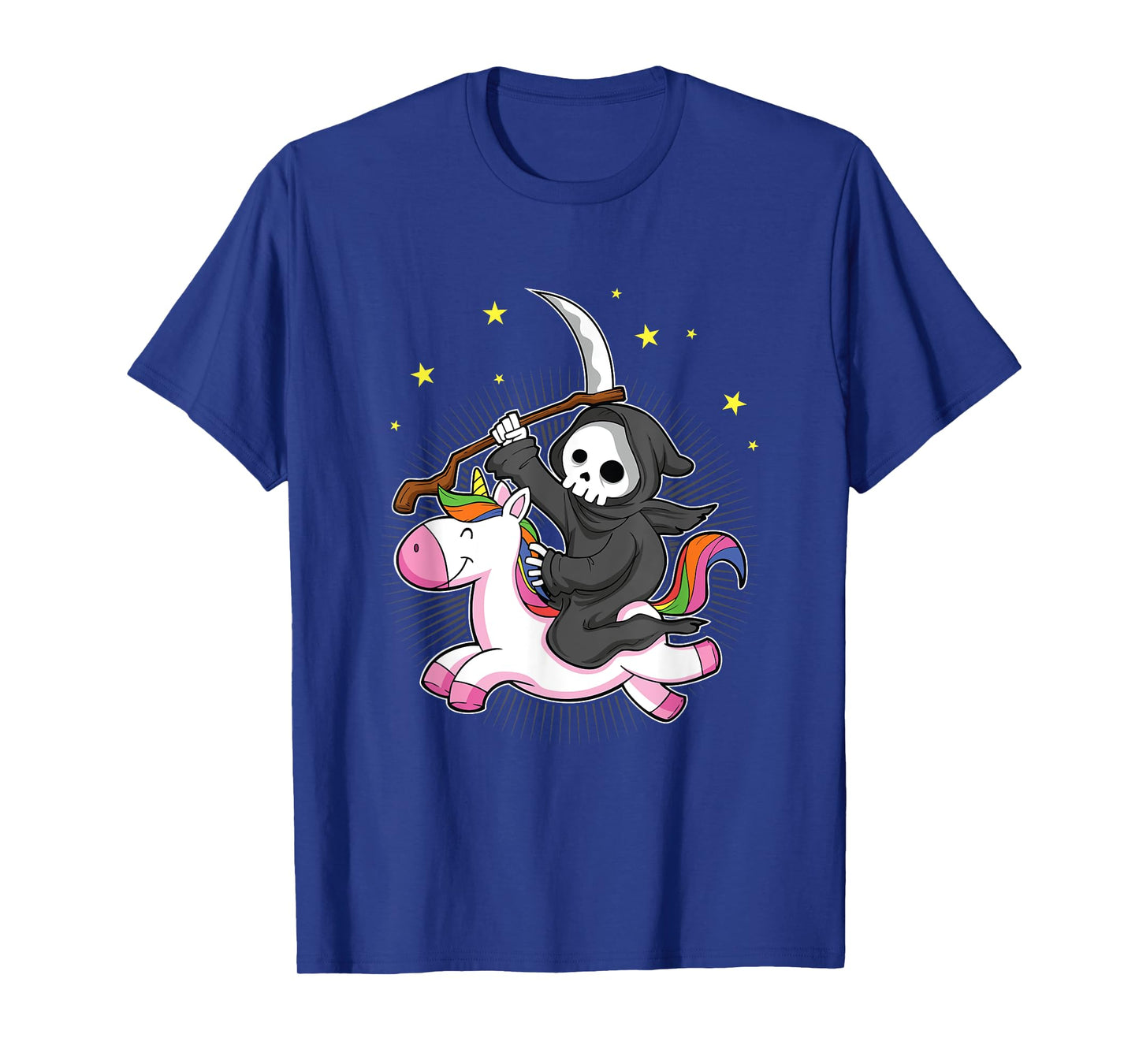 Death Metal Rock Music Halloween Grim Reaper Riding Unicorn T-Shirt