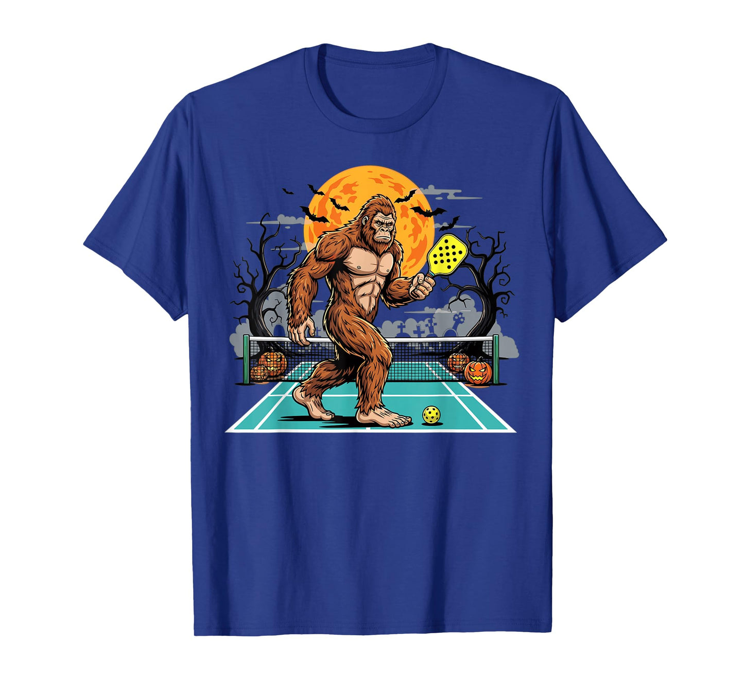 Halloween Sasquatch Pickleball Bigfoot Spooky Moon T-Shirt