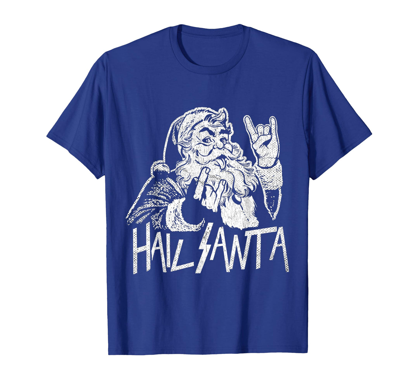 Hail Santa Heavy Metal Goth Sarcastic Rock Band Christmas T-Shirt