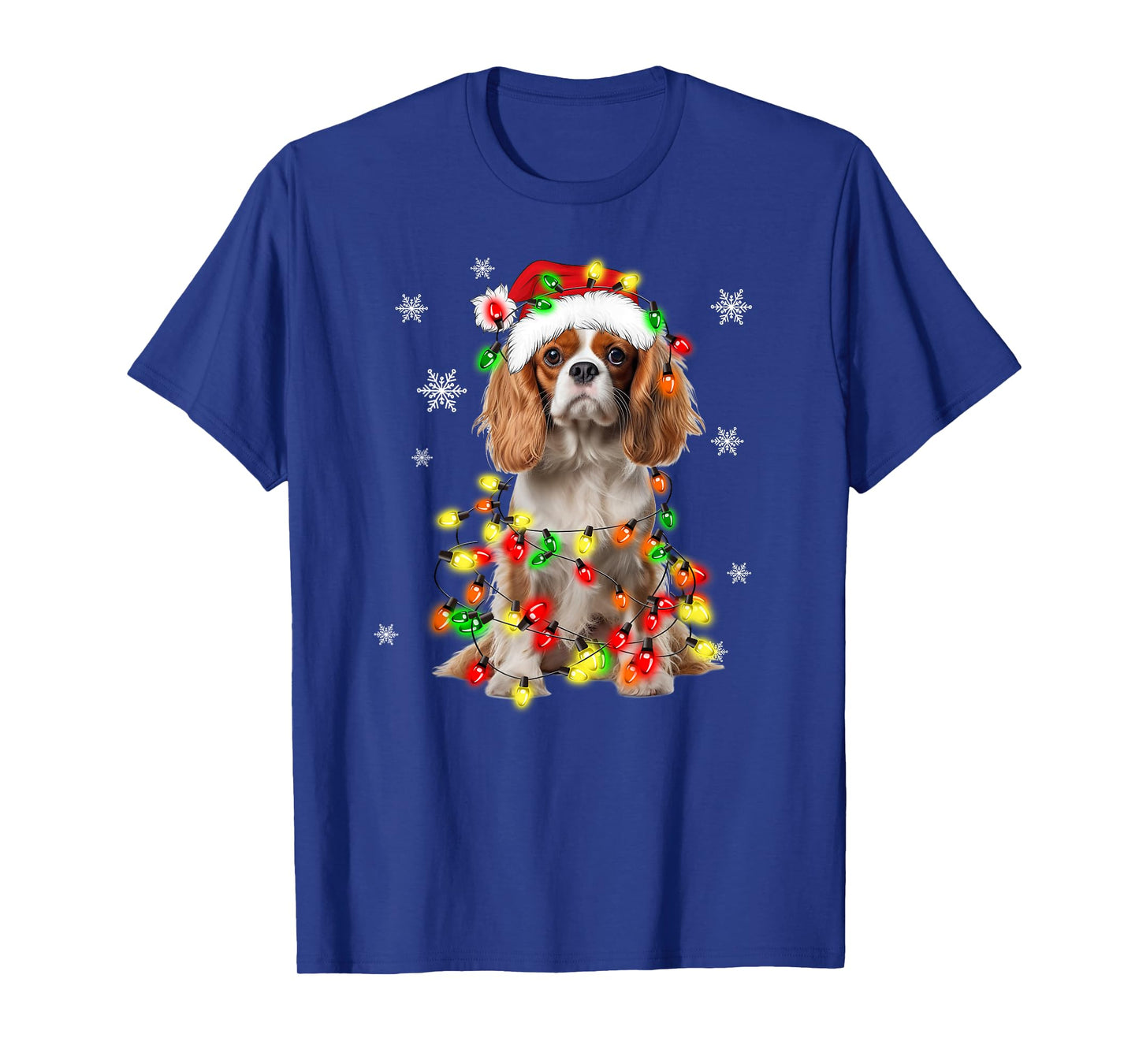 Cavalier King Charles Spaniel Dog Christmas Lights Pajama T-Shirt for Men Women Kids