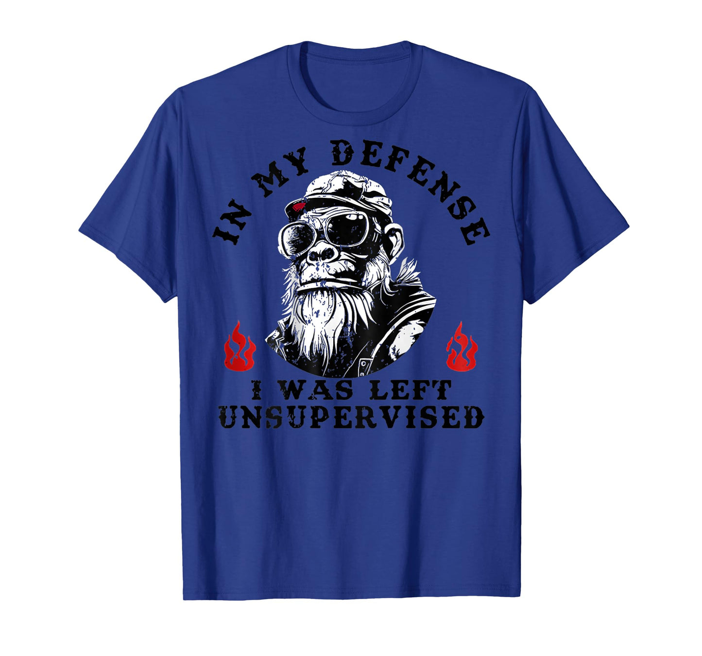 Funny Monkey In My Defense I Was Left Unsupervised (On Back) T-Shirt