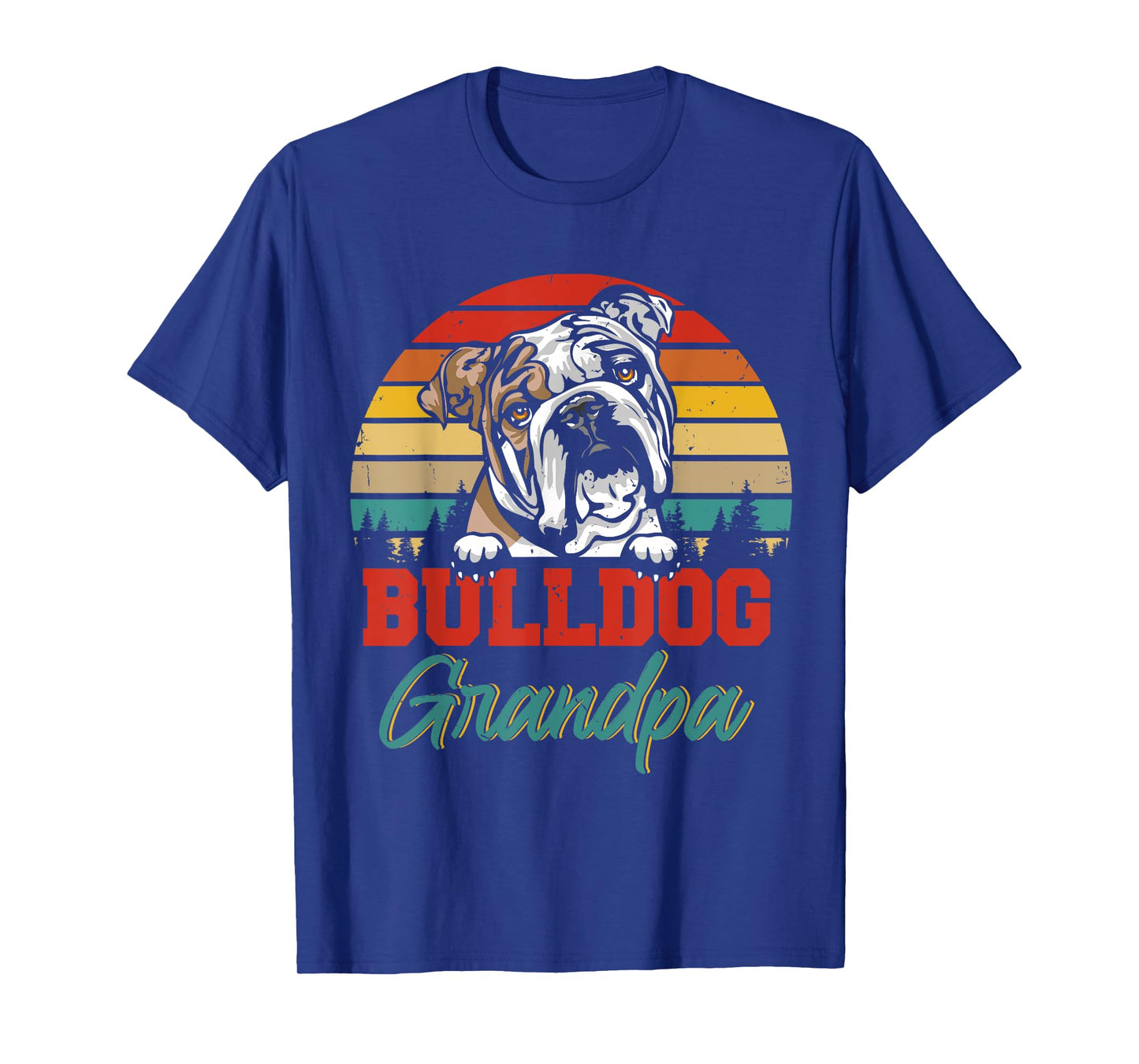 Vintage Retro Bulldog Grandpa Cool Father's Day Dog Lover T-Shirt for Men Women