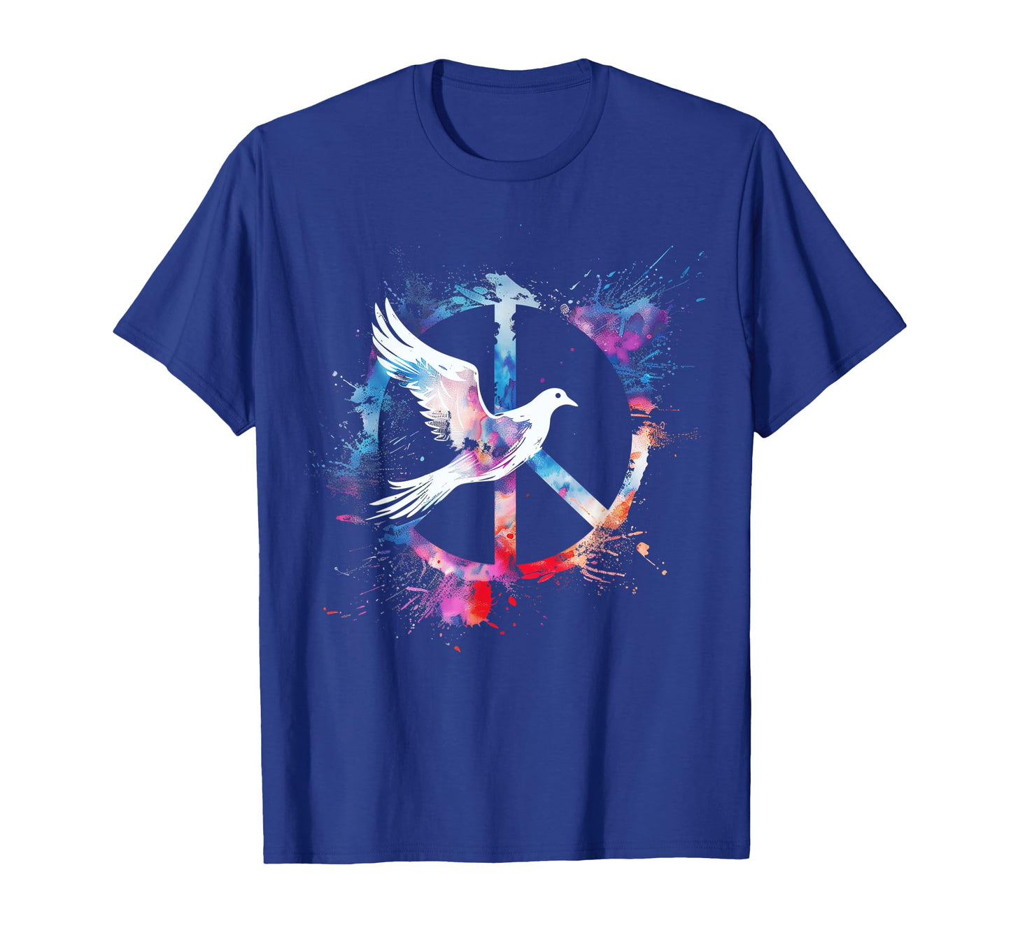 Dove White Pigeon Bird Watercolor Peace Sign T-Shirt