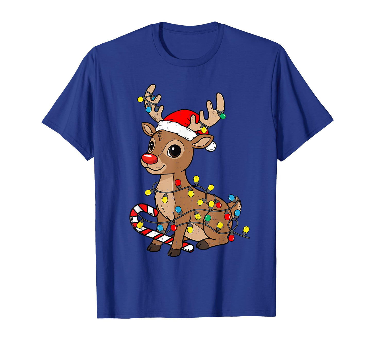 Cute Reindeer Candy Christmas Lights Santa Xmas Pajama T-Shirt